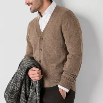 new!Stafford Mens V Neck Long Sleeve Cardigan