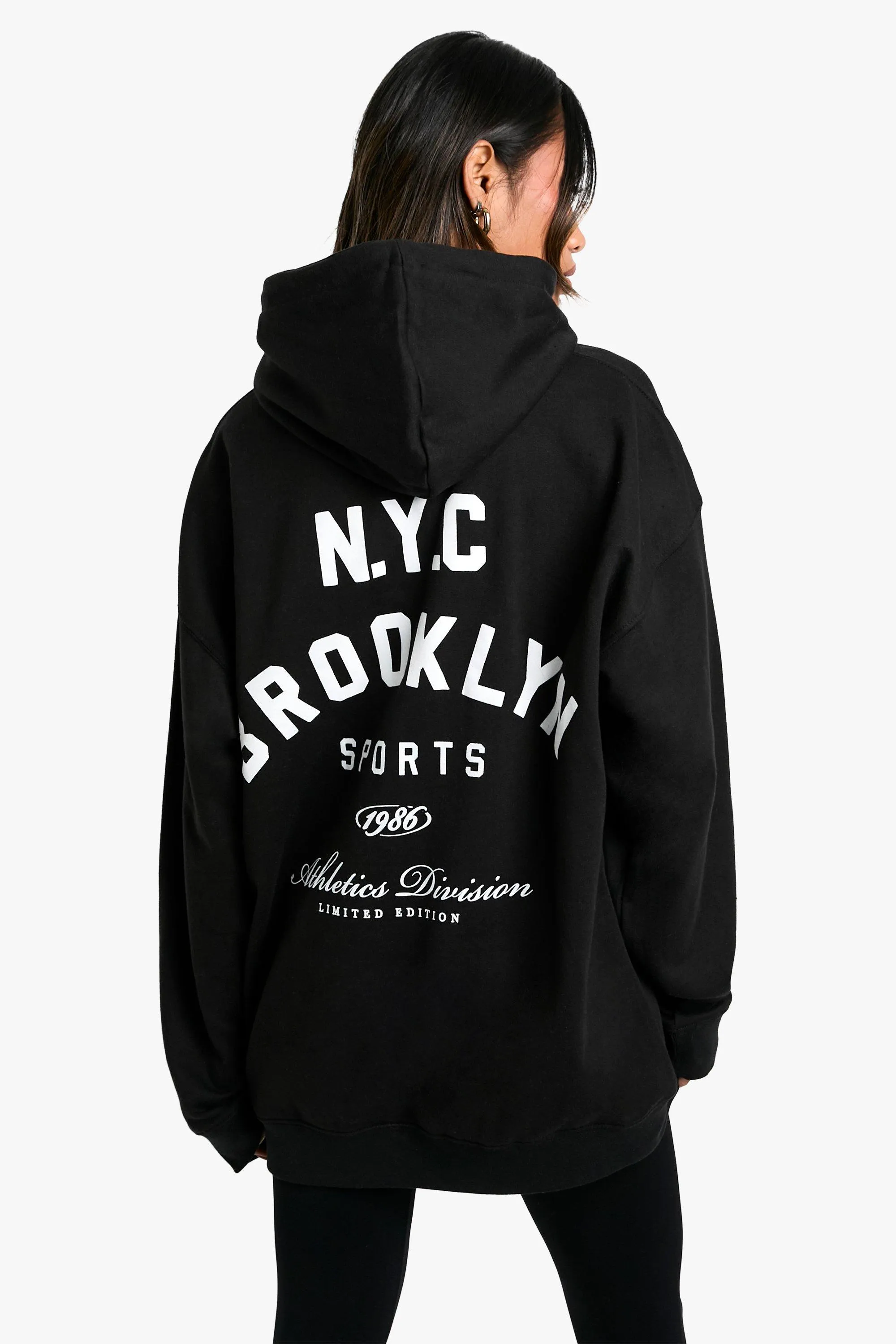 NYC Brooklyn Sports Printed Oversized Hoodie