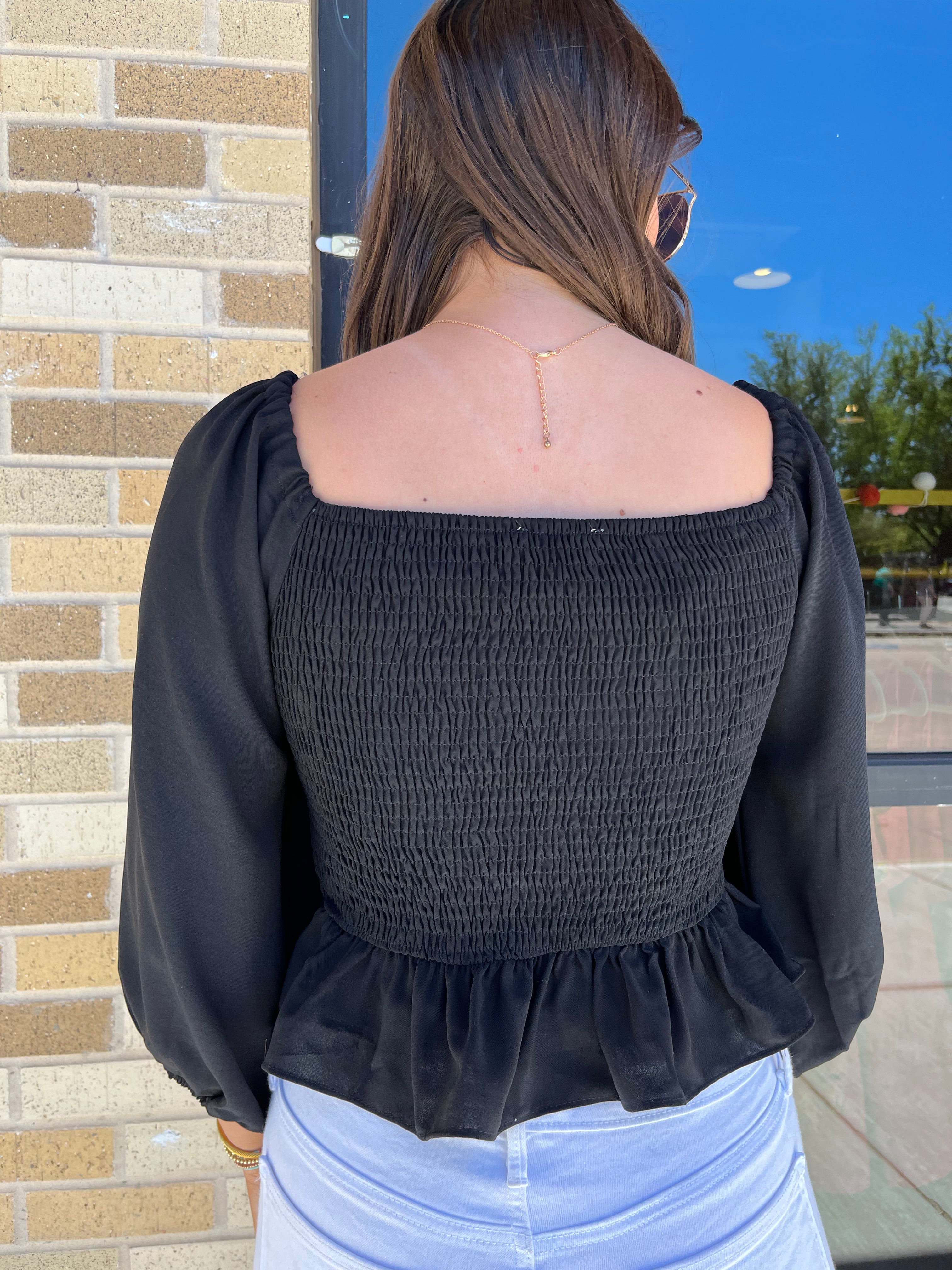 Off Shoulder Peplum Top - Black