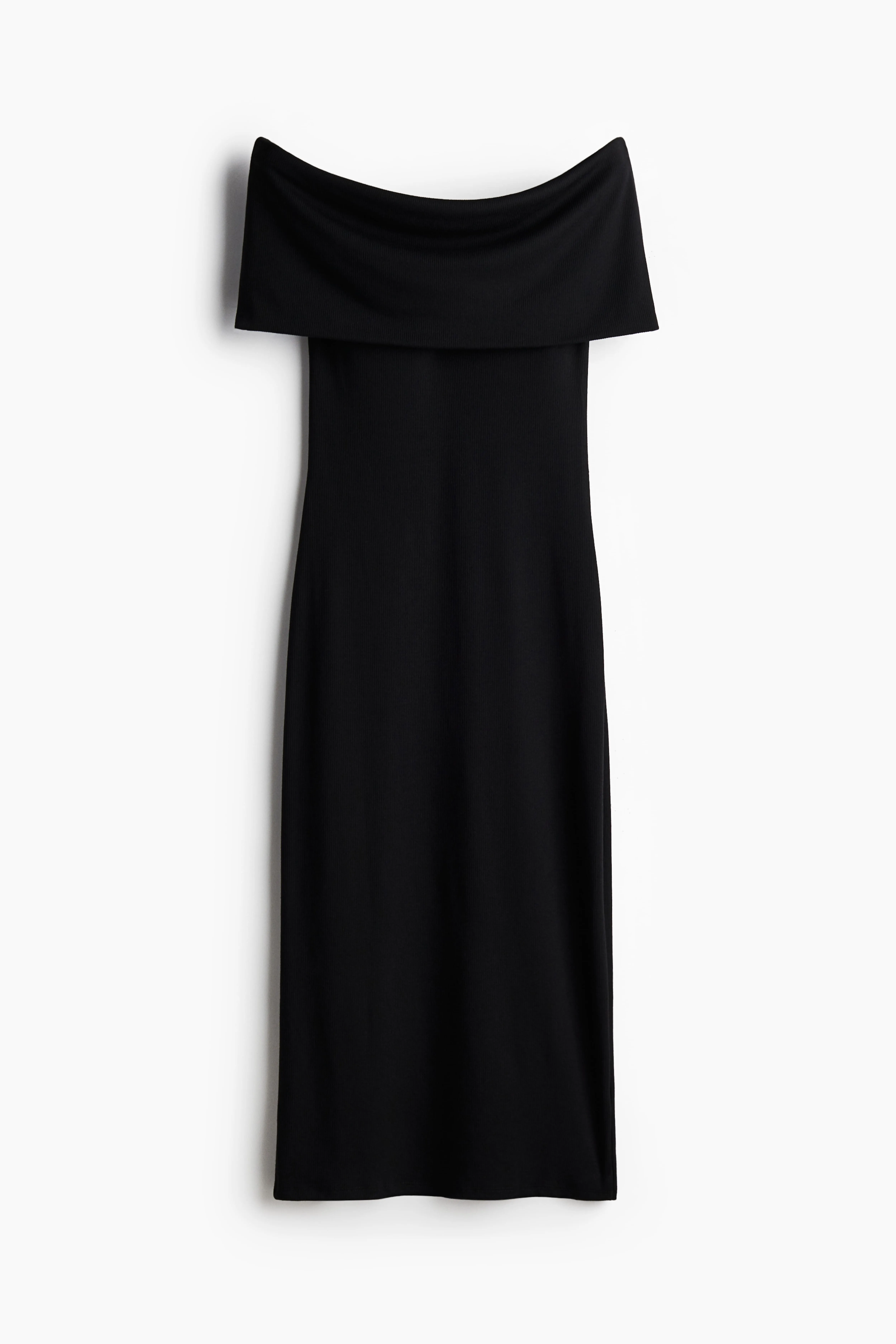 Off-the-shoulder dress - Short sleeve - Midi - Black - Ladies | H&M GB