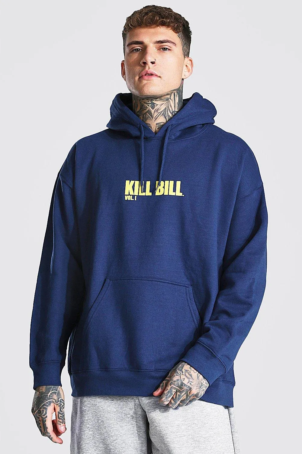 Oversized Kill Bill Back Print License Hoodie | boohooMAN UK