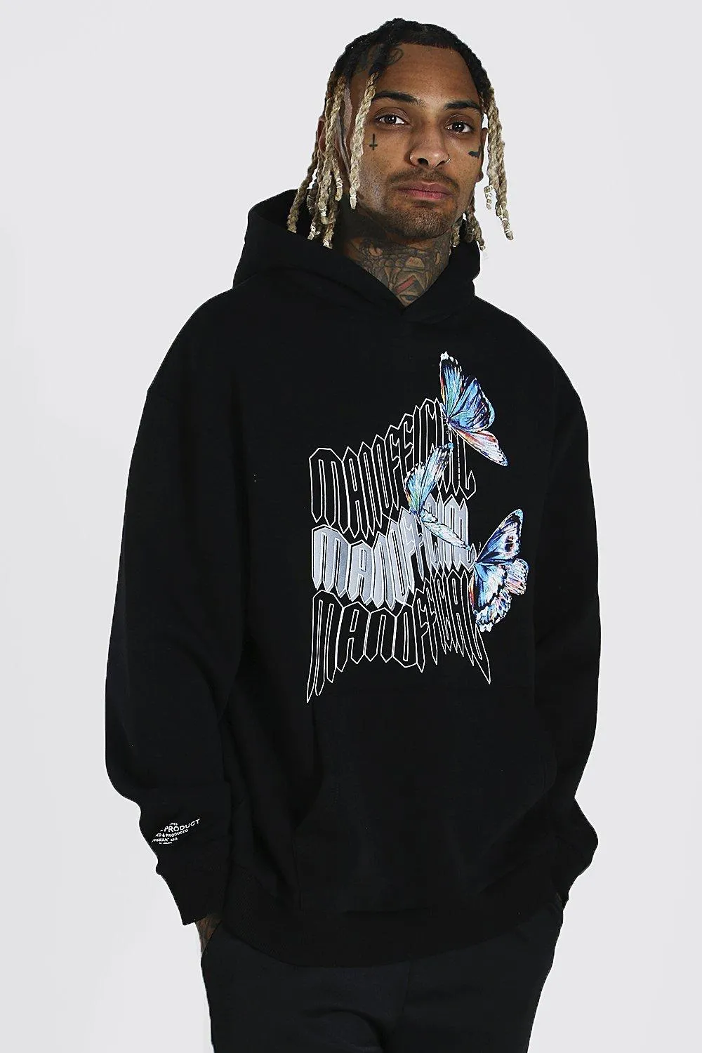 Oversized Official Butterfly Print Hoodie