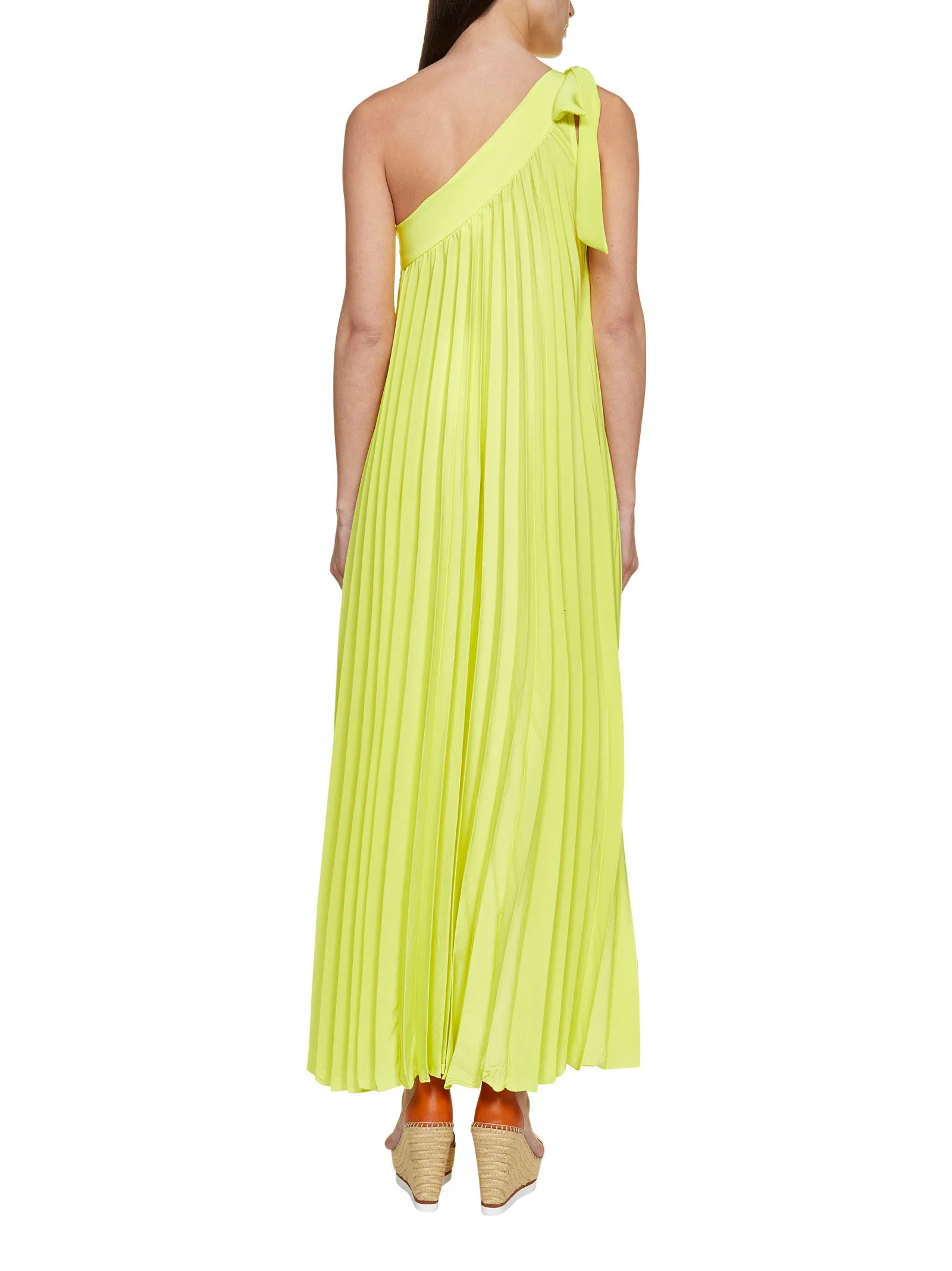 P.A.R.O.S.H. One-Shoulder Pleated Midi Dress