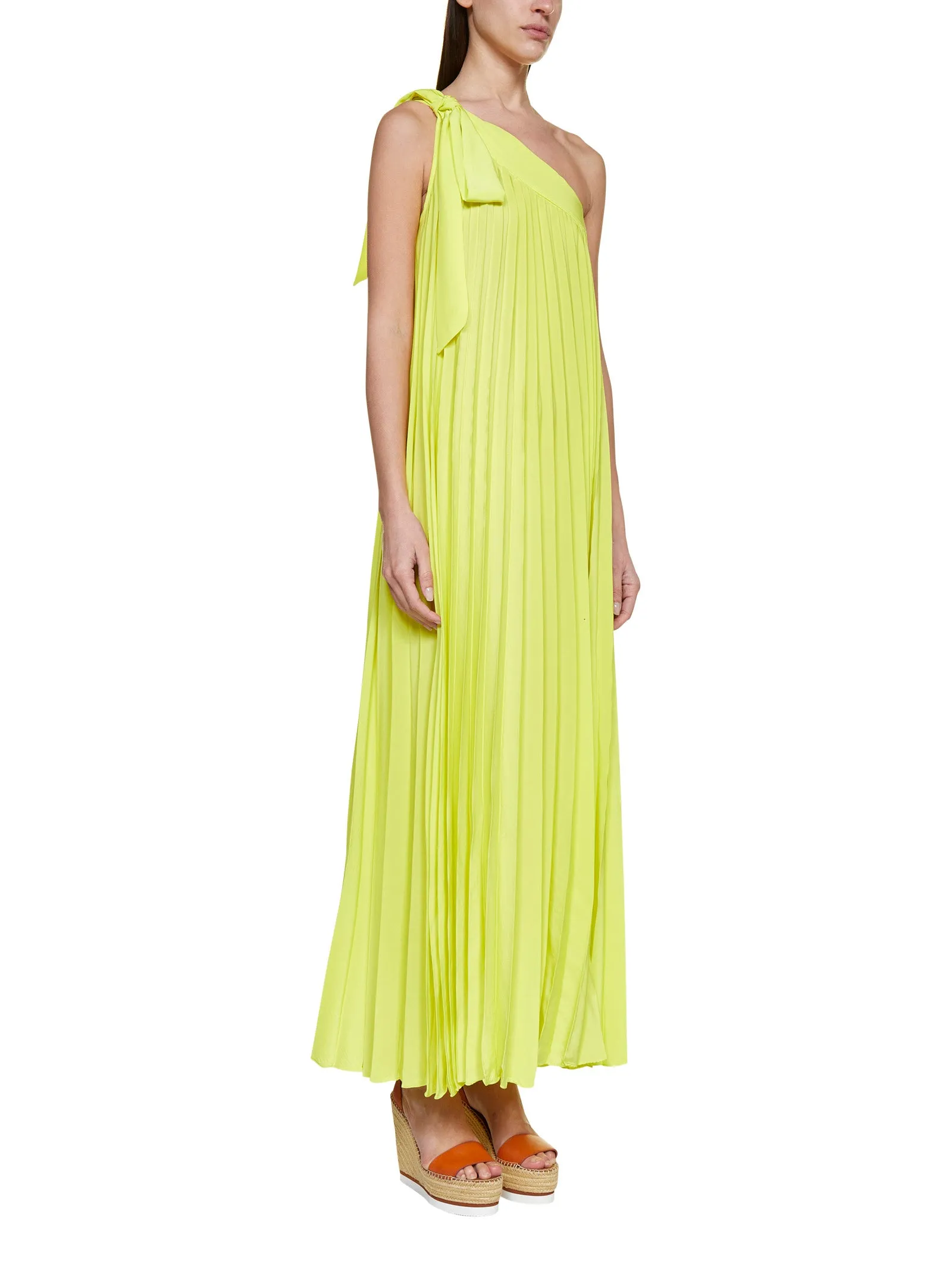 P.A.R.O.S.H. One-Shoulder Pleated Midi Dress