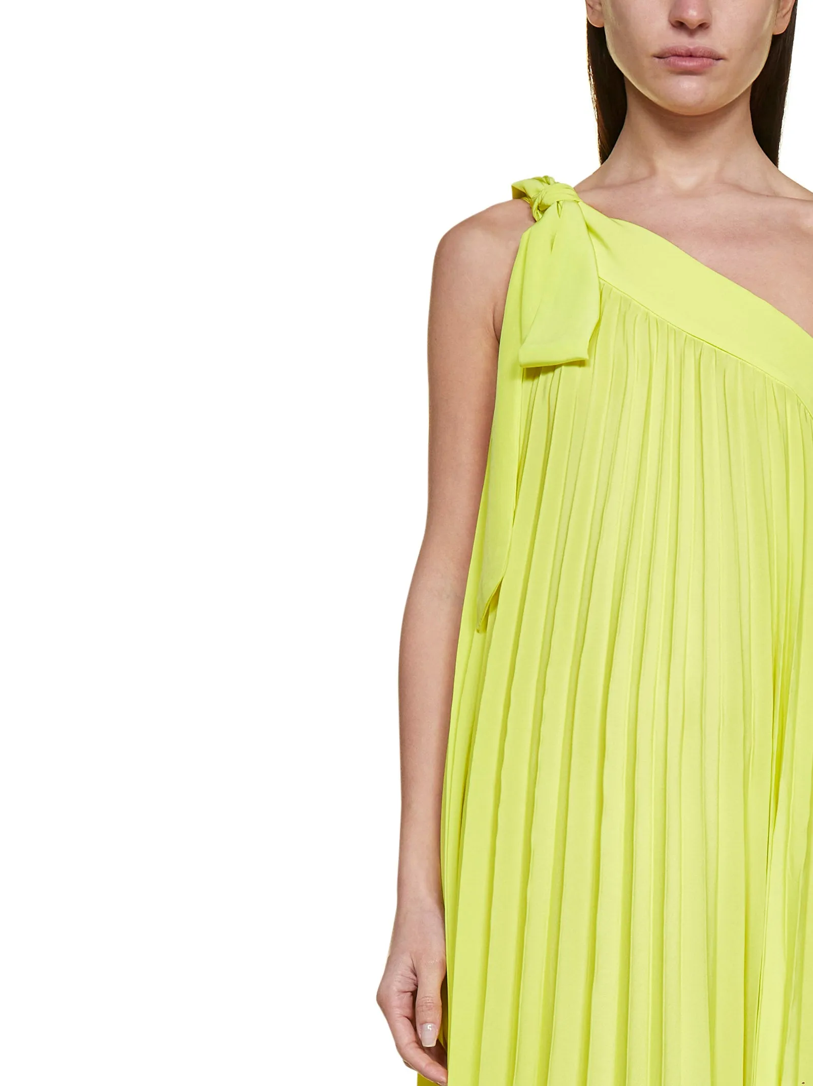 P.A.R.O.S.H. One-Shoulder Pleated Midi Dress