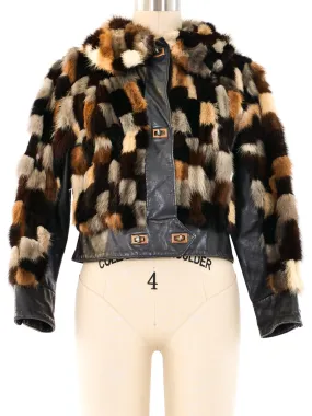 Patchwork Mink Cropped Jacket