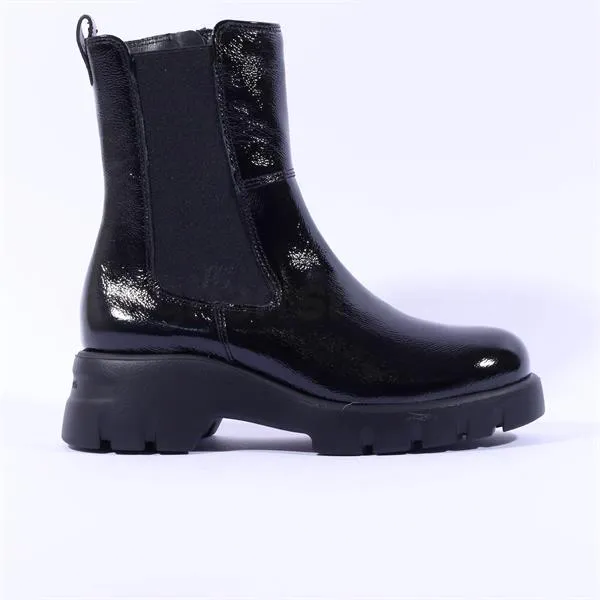 Paul Green Mid Calf Chelsea Boot - Black Patent