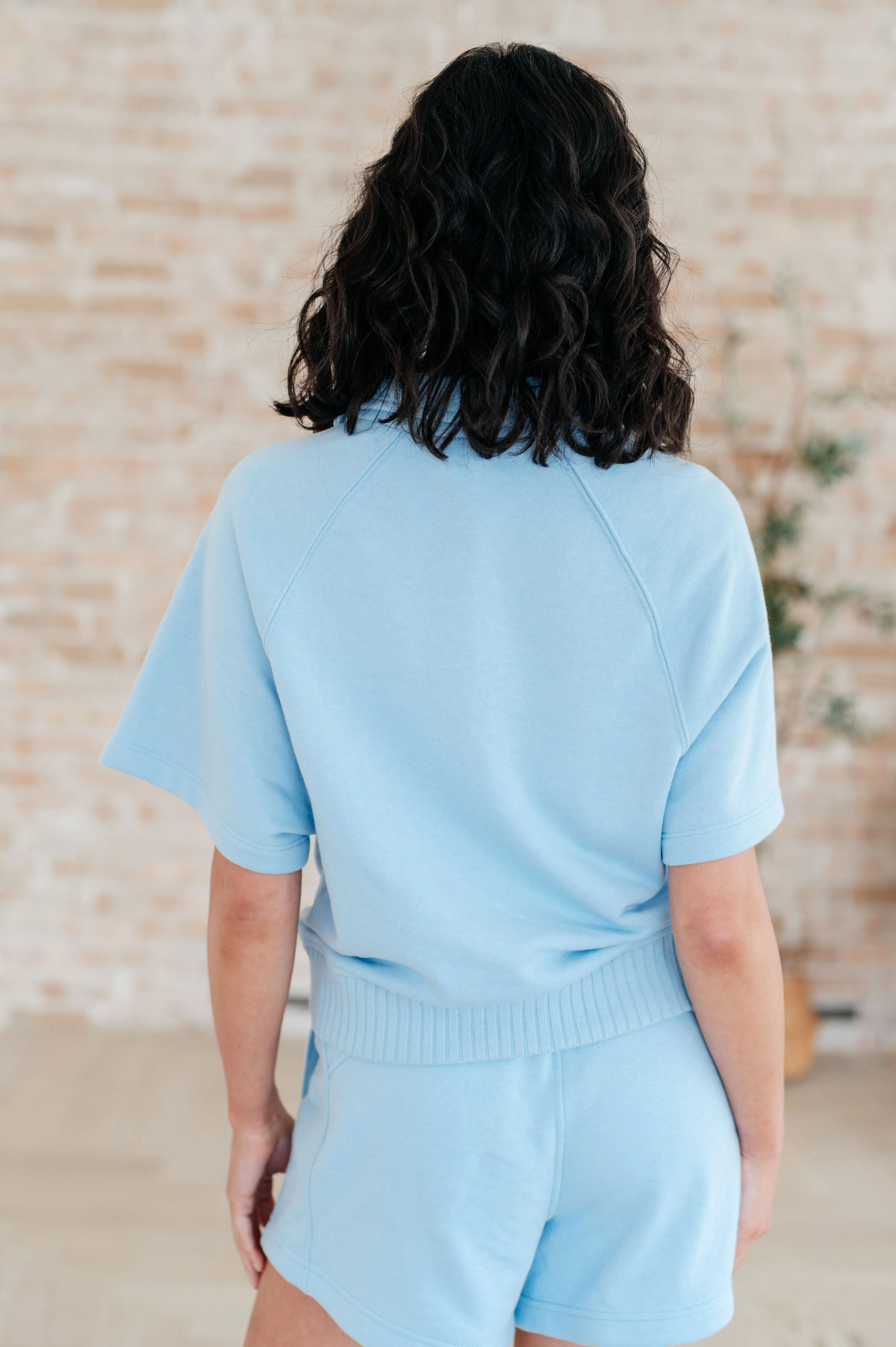 Pier Collared Top in Sky Blue