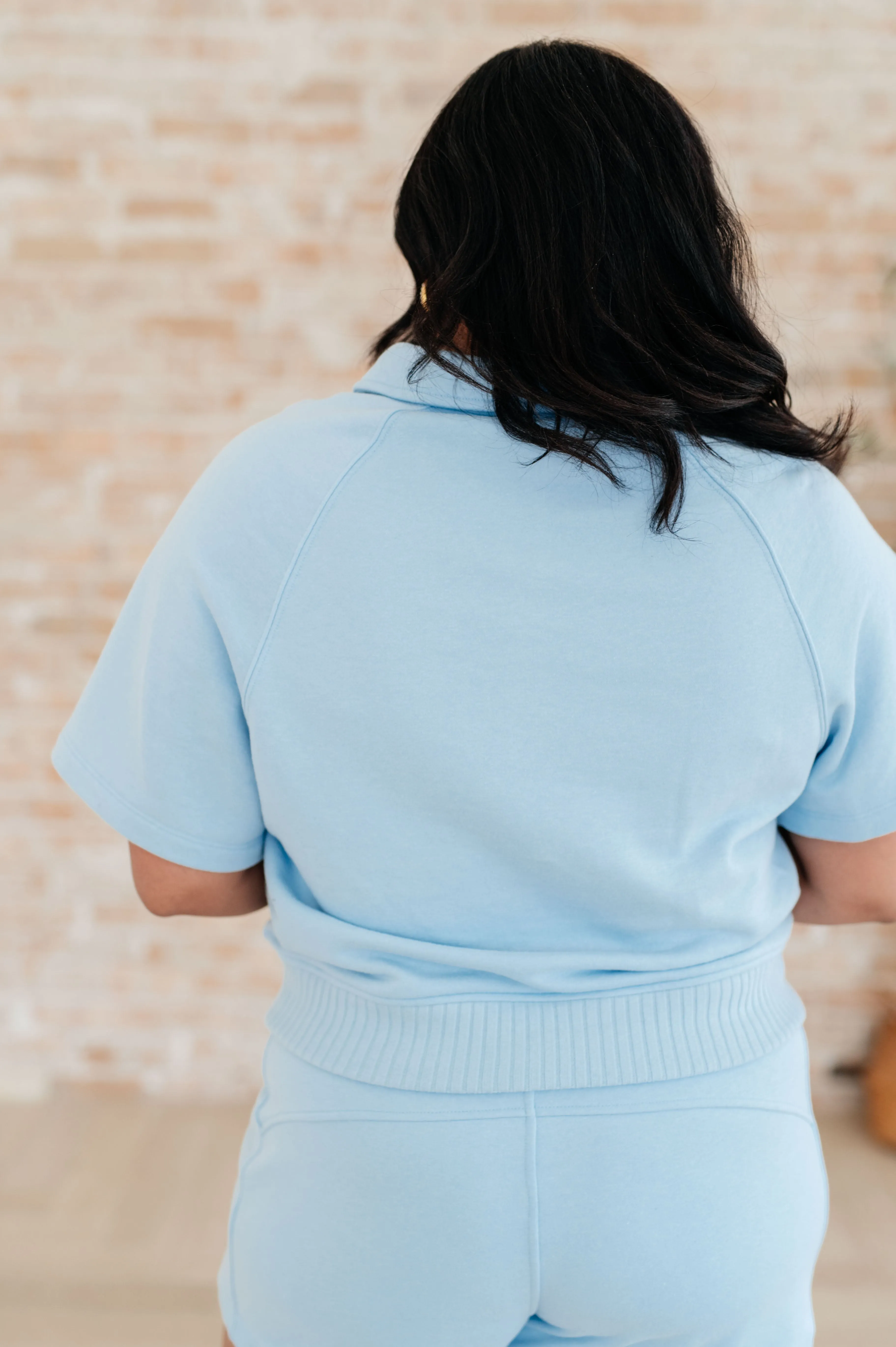 Pier Collared Top in Sky Blue