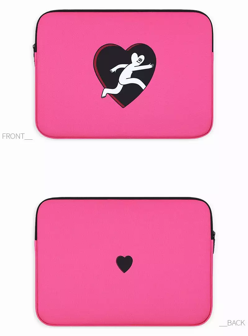 Pink Black Heart Graphic Laptop Sleeves iPad 11 13 15 inch Cases Protective Covers Handbags Square Pouches Designer Artist Print