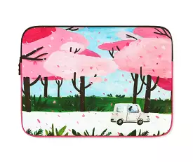 Pink Flower Floral Rain Graphic Laptop Sleeves 11 13 15inch Cases Protective Covers Handbags Square Pouches Designer Artist Prin