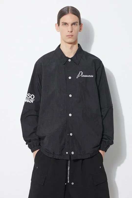 PLEASURES jacket Gypsy Coach Jacket men's black color P24SP009.BLACK