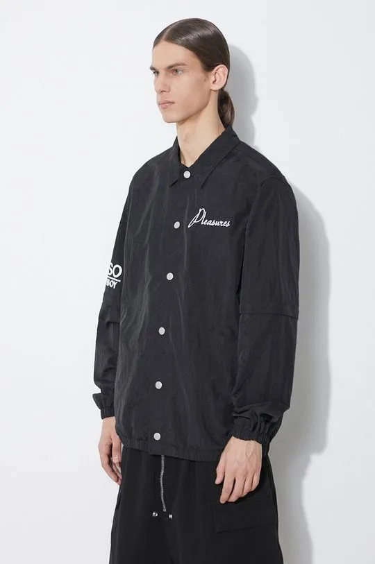 PLEASURES jacket Gypsy Coach Jacket men's black color P24SP009.BLACK