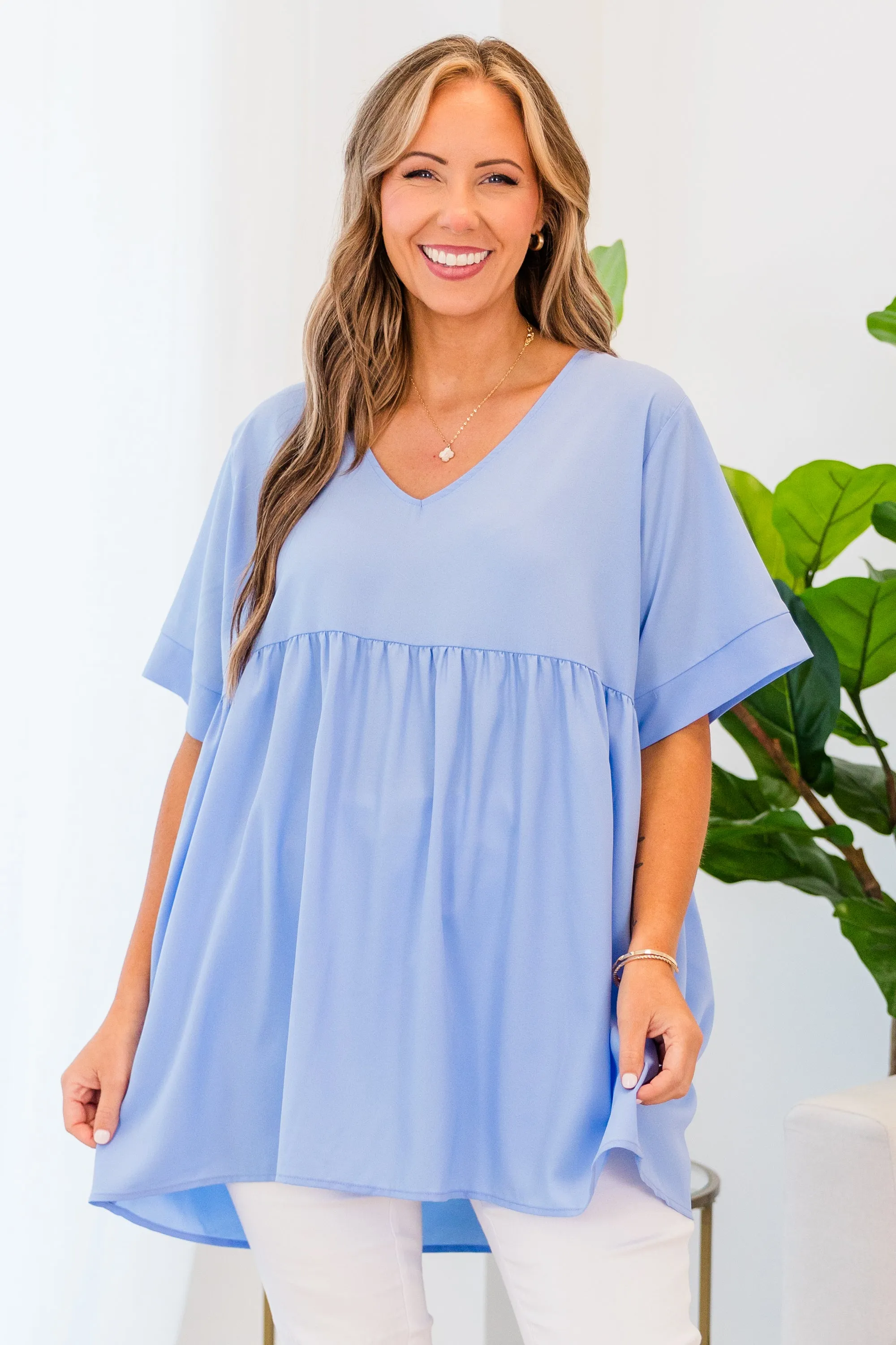 Primrose Babydoll Top, Spring Blue