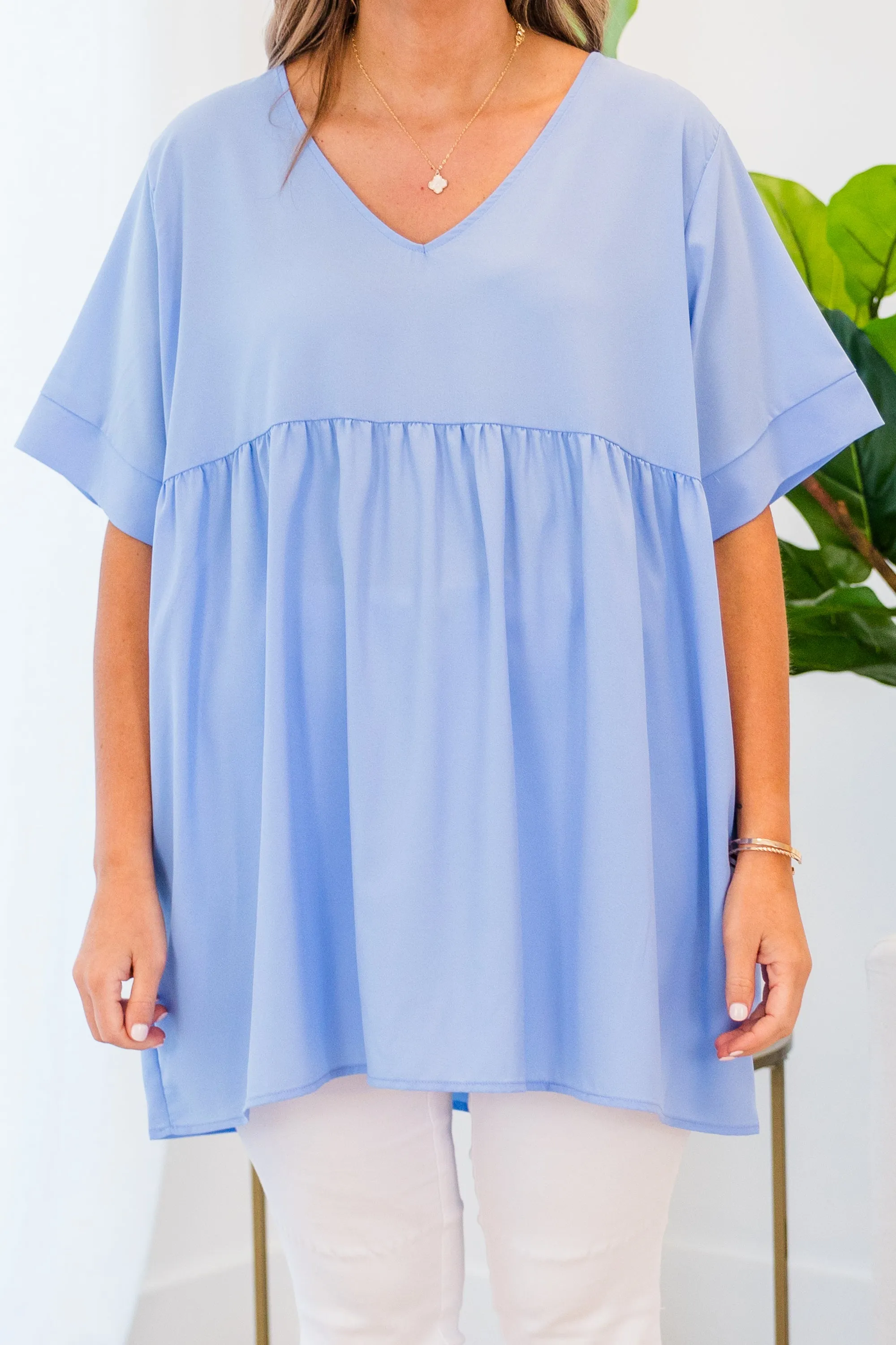 Primrose Babydoll Top, Spring Blue