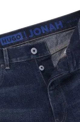 Regular-fit jeans in dark-blue stonewashed denim