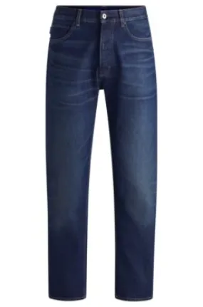 Regular-fit jeans in dark-blue stonewashed denim