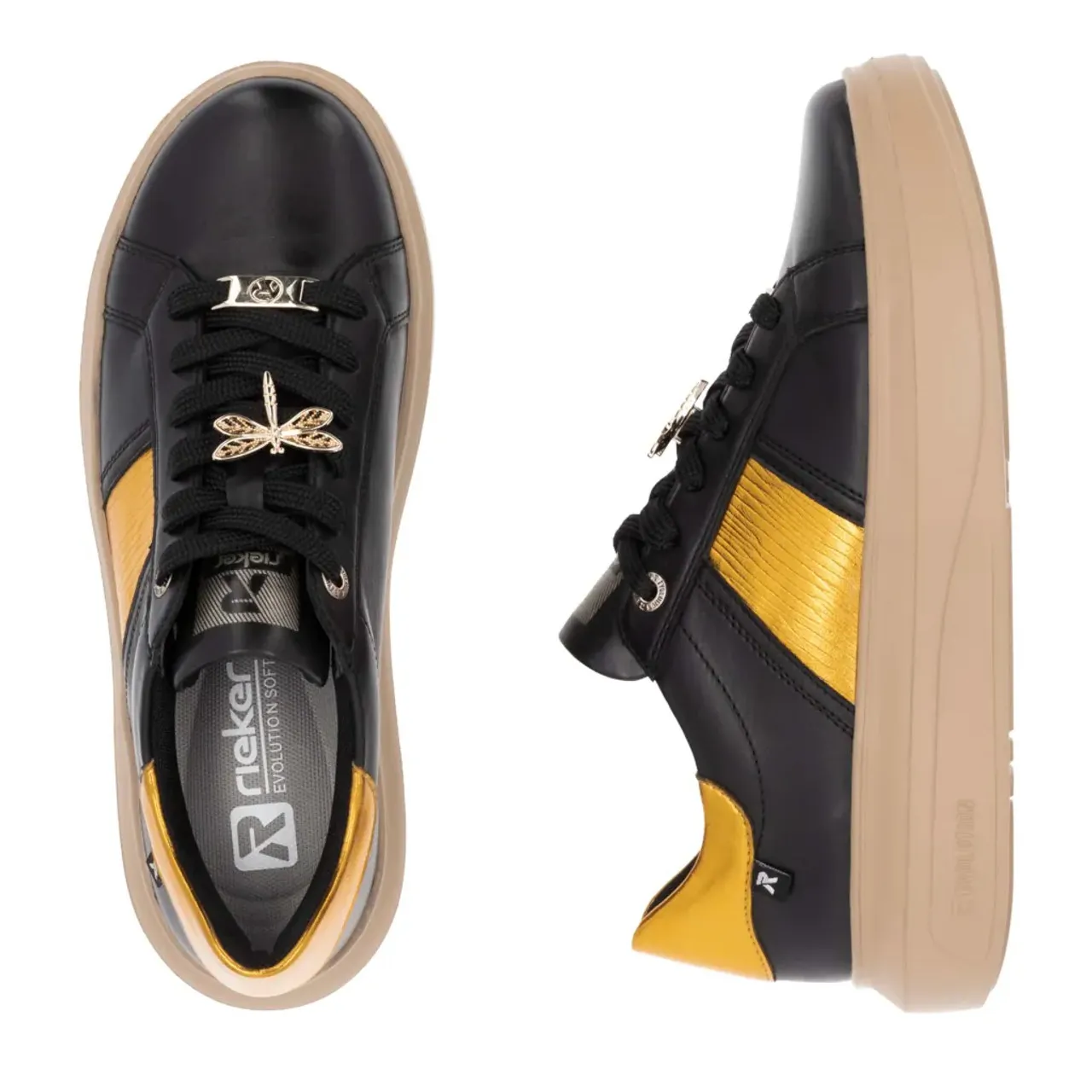 Rieker Evolution W1202-01 Black & Amber Sneaker