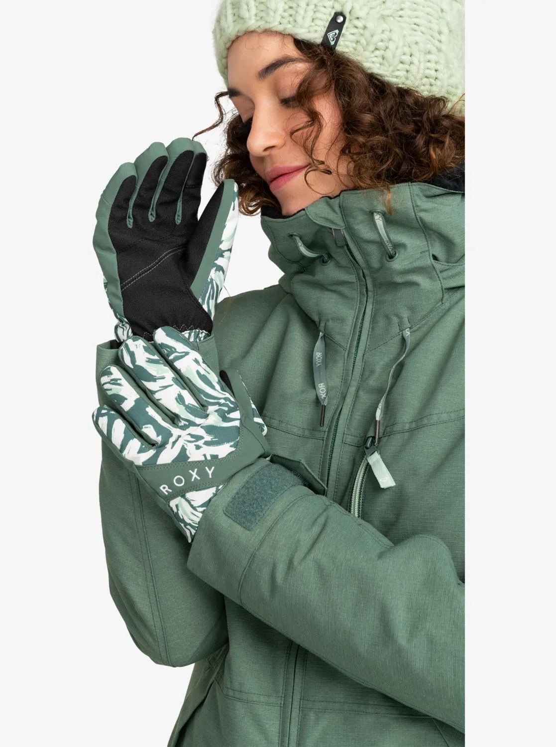 Roxy Jetty Technical Snowboard/Ski Gloves - Dark Forest Wild