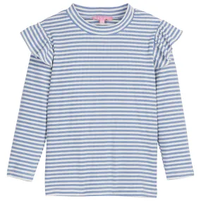 Sadie Top- French Blue Sparkle Stripe