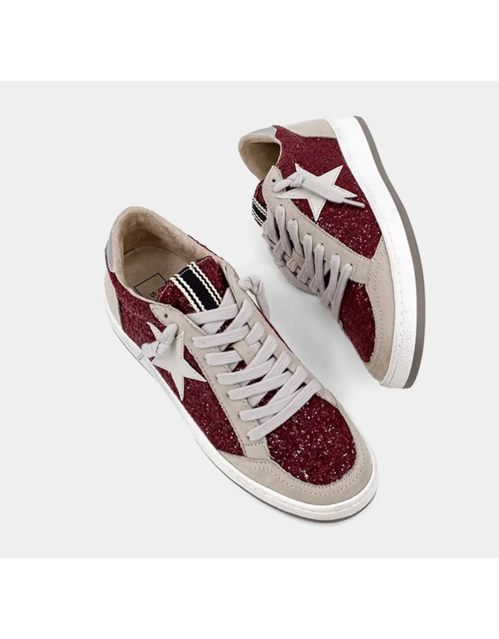 ShuShop Maroon/Dark Red Glitter Paz Sneaker