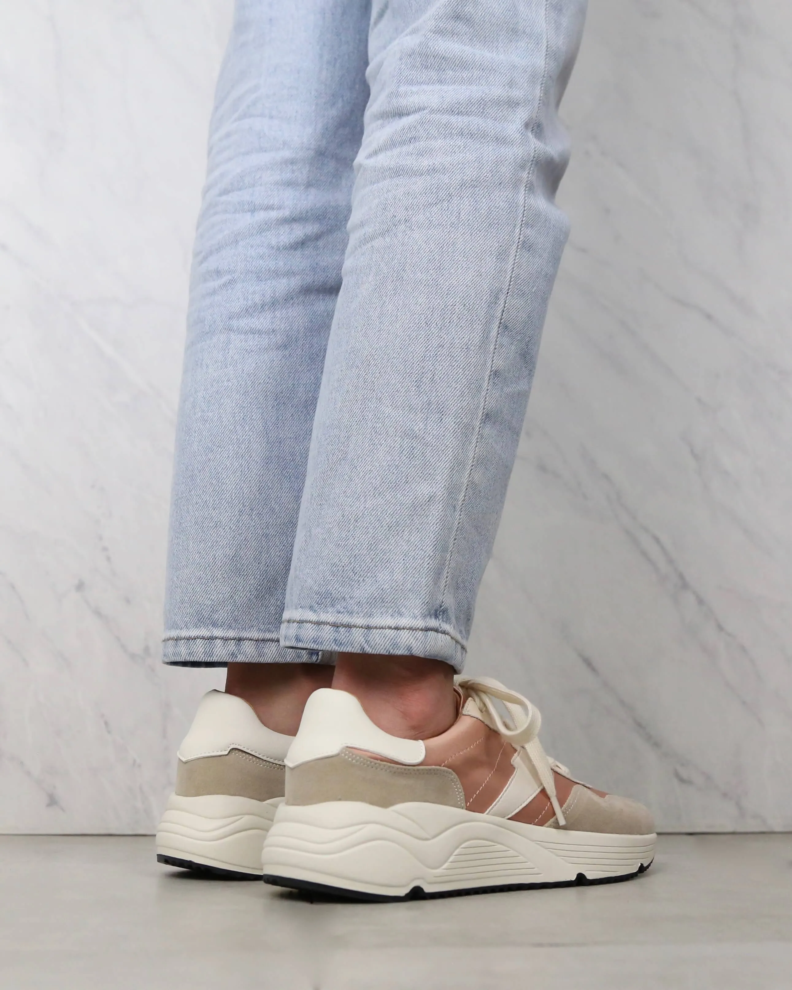 Sienna Sporty Colorblock Sneakers in Peach