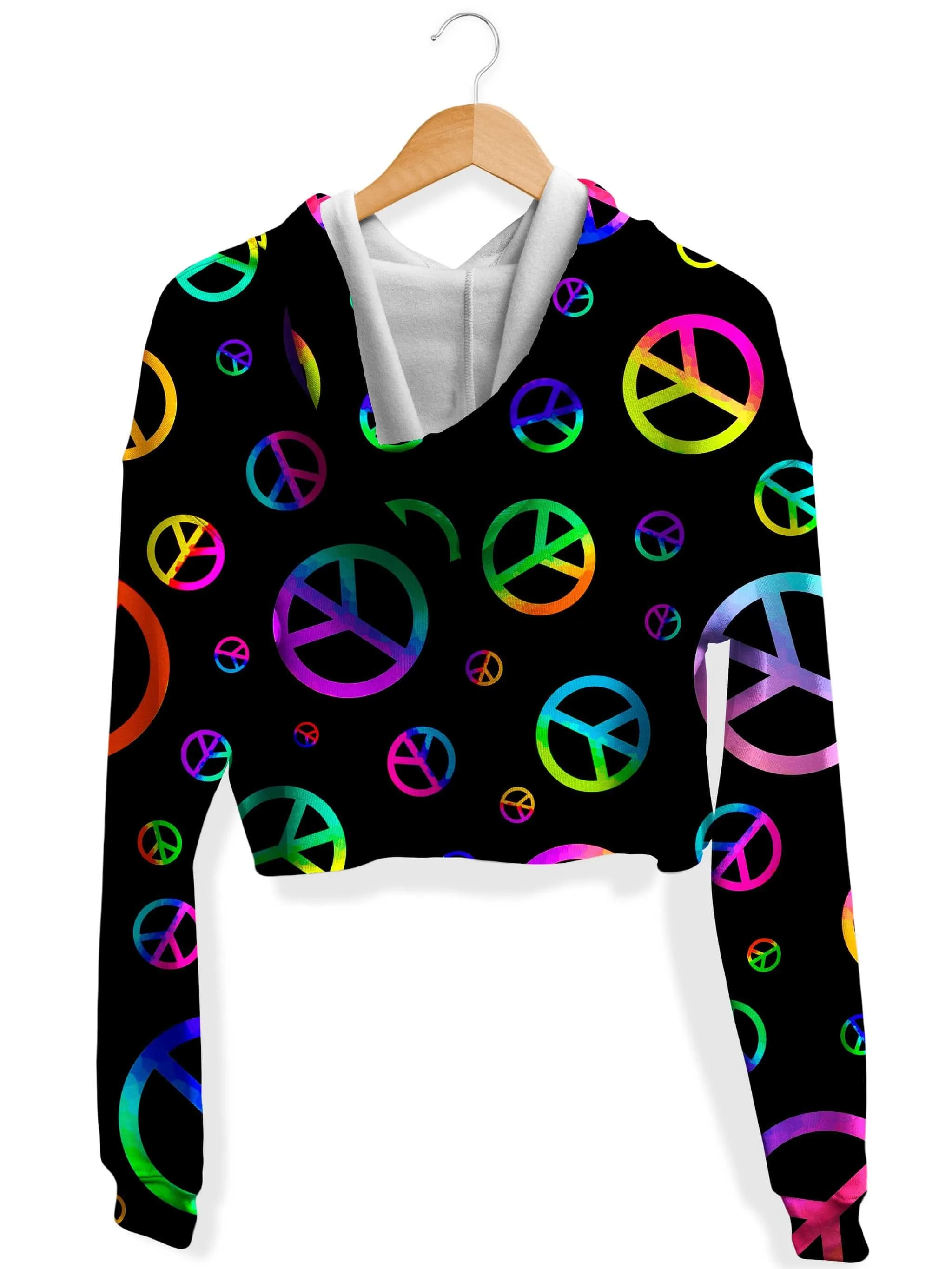 Signs of Peace Fleece Crop Hoodie (Clearance)