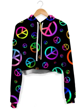 Signs of Peace Fleece Crop Hoodie (Clearance)