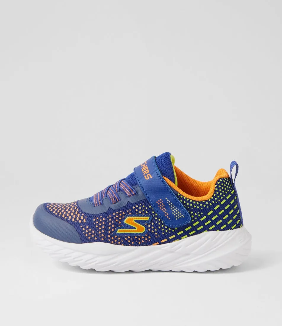 SKECHERS Nitro Sprint Blue Orange Fabric Sneakers