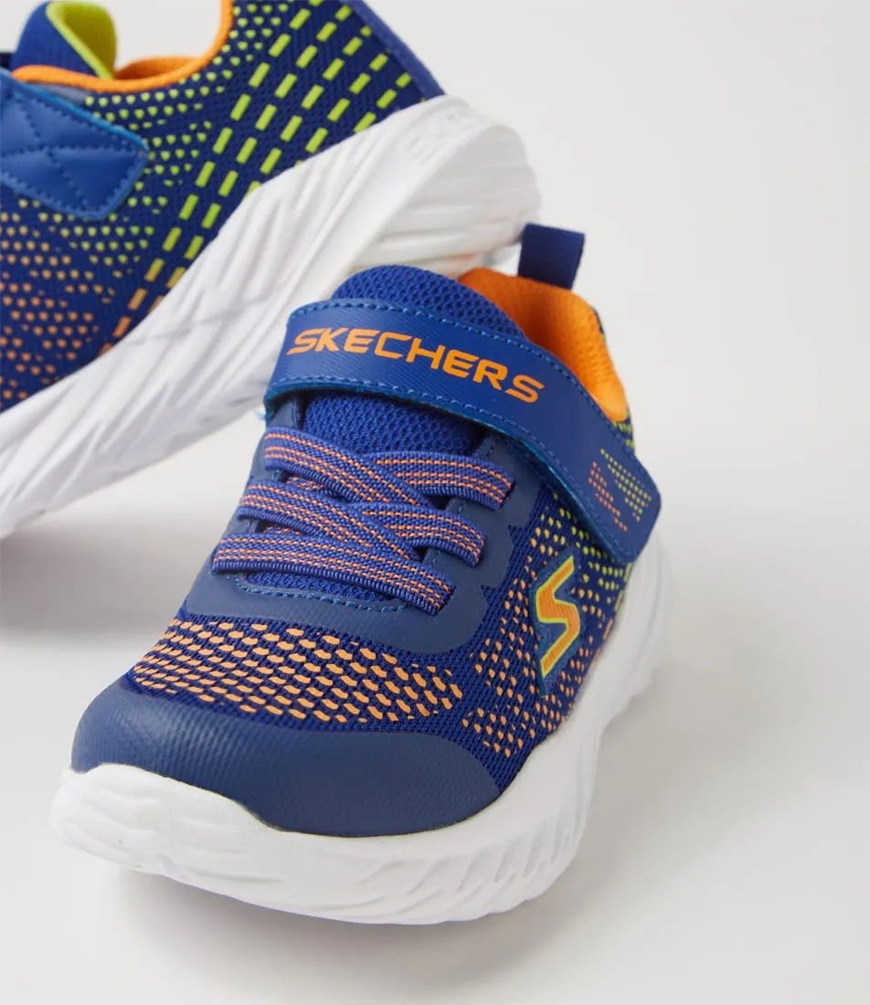 SKECHERS Nitro Sprint Blue Orange Fabric Sneakers