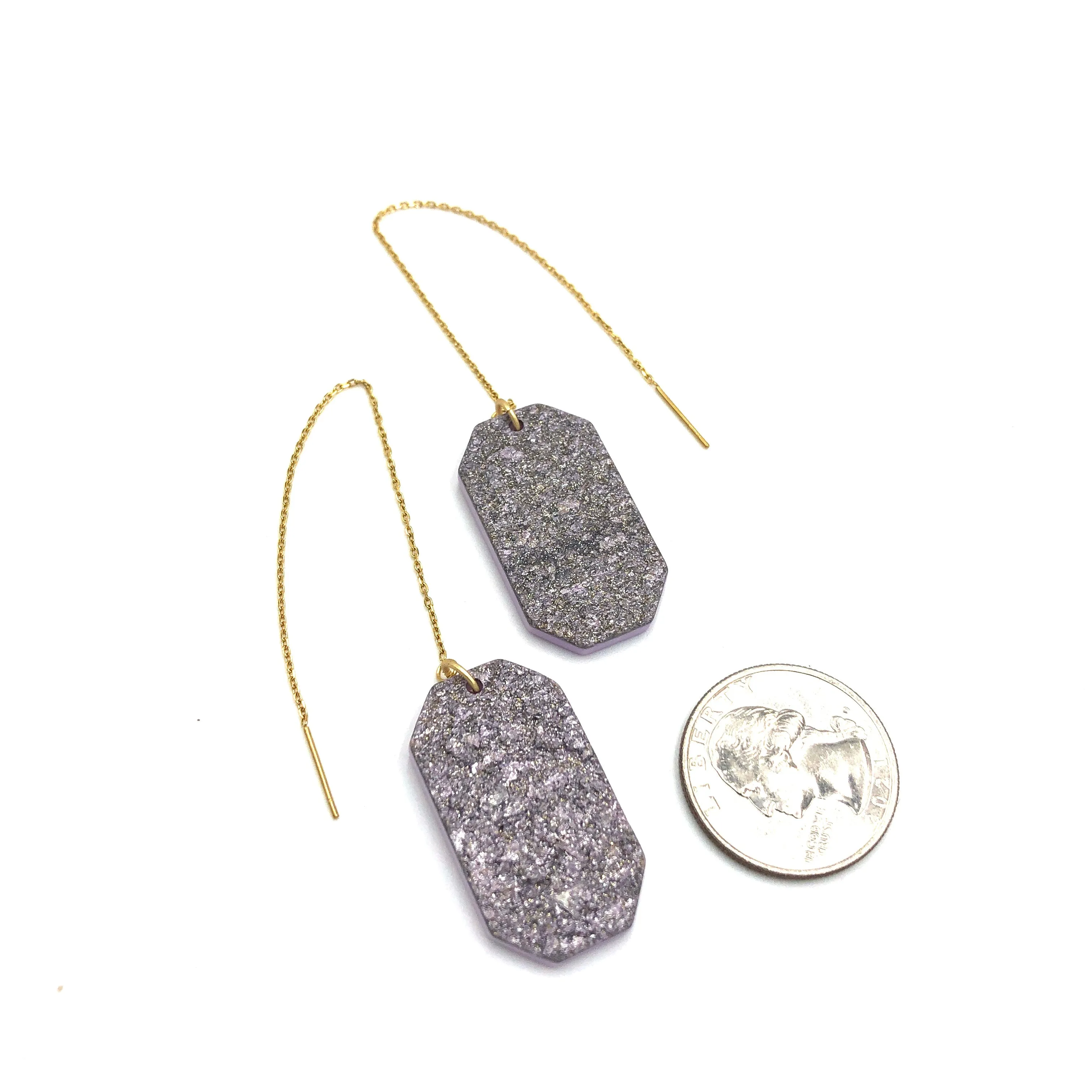 Sparkle Tag Threader Earrings