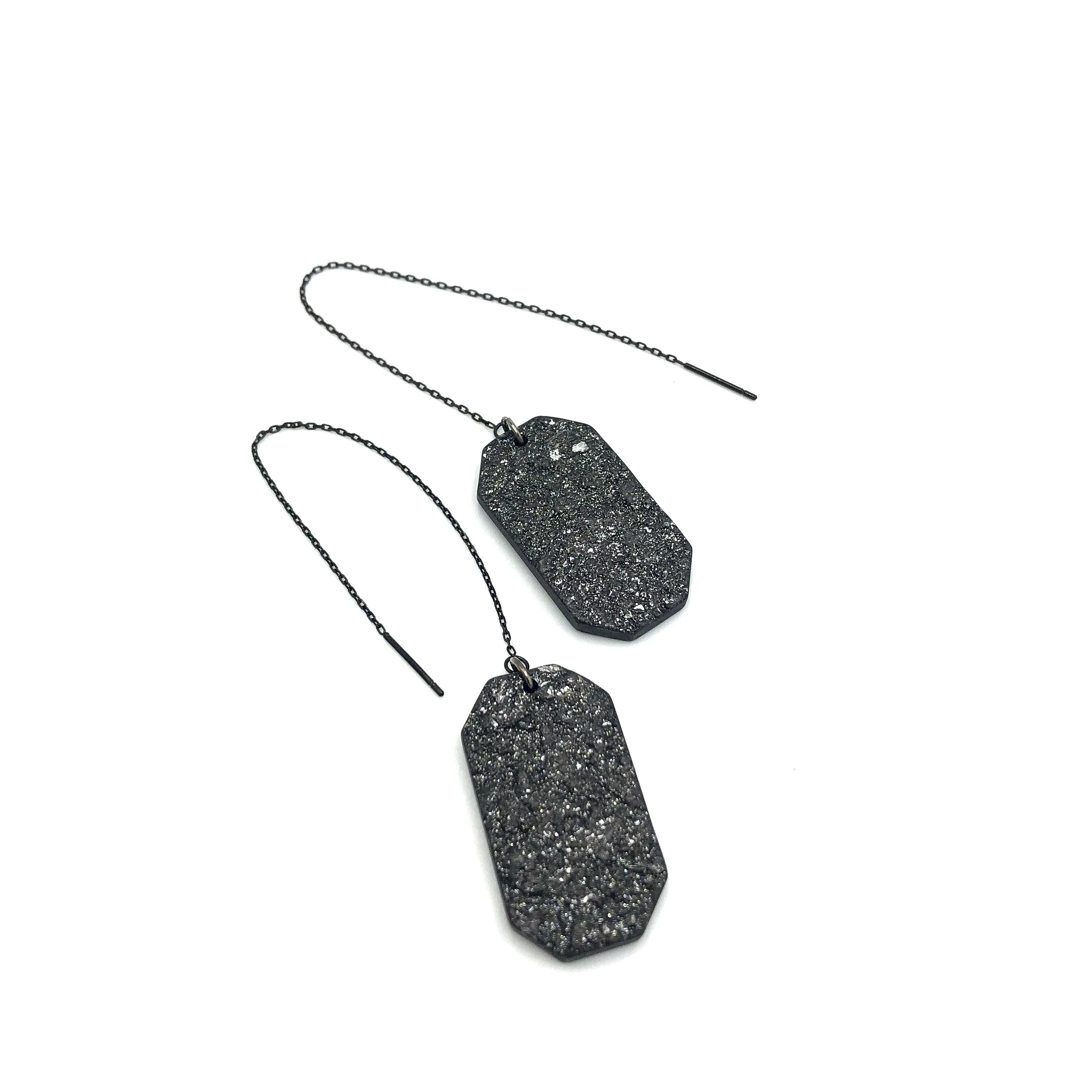 Sparkle Tag Threader Earrings