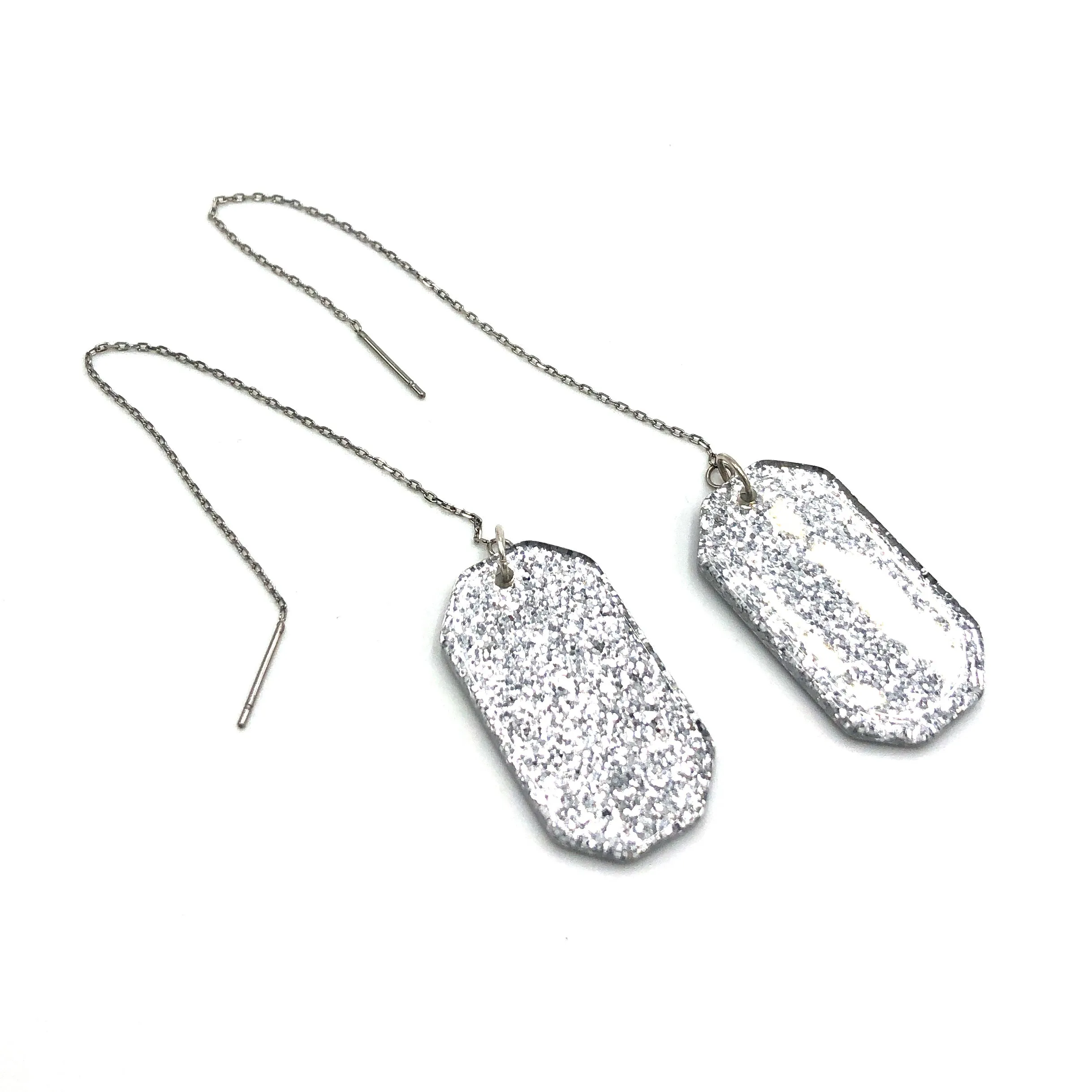 Sparkle Tag Threader Earrings