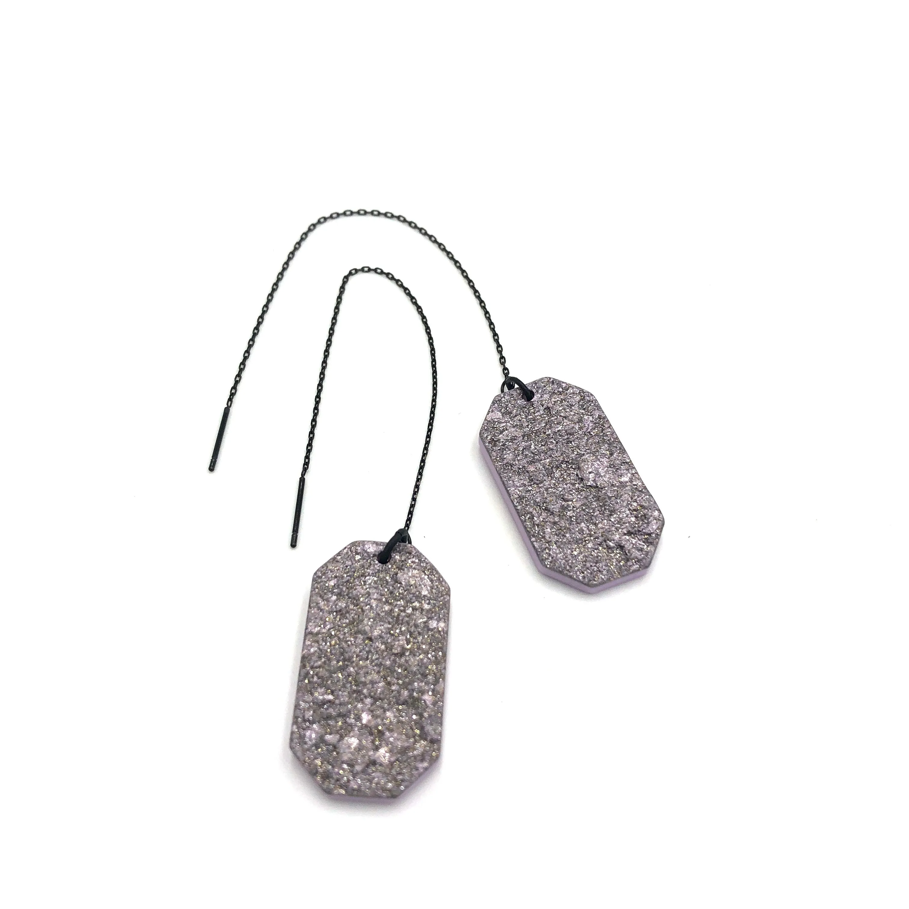 Sparkle Tag Threader Earrings