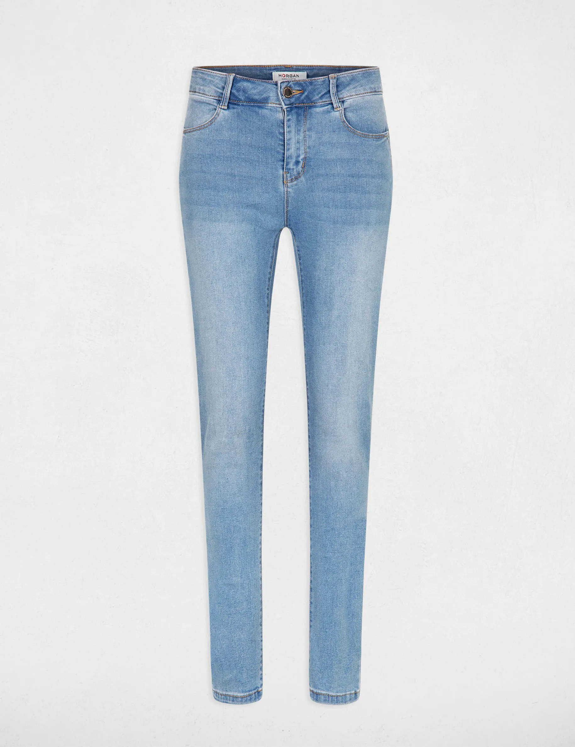 Standard waisted slim jeans bleach denim women