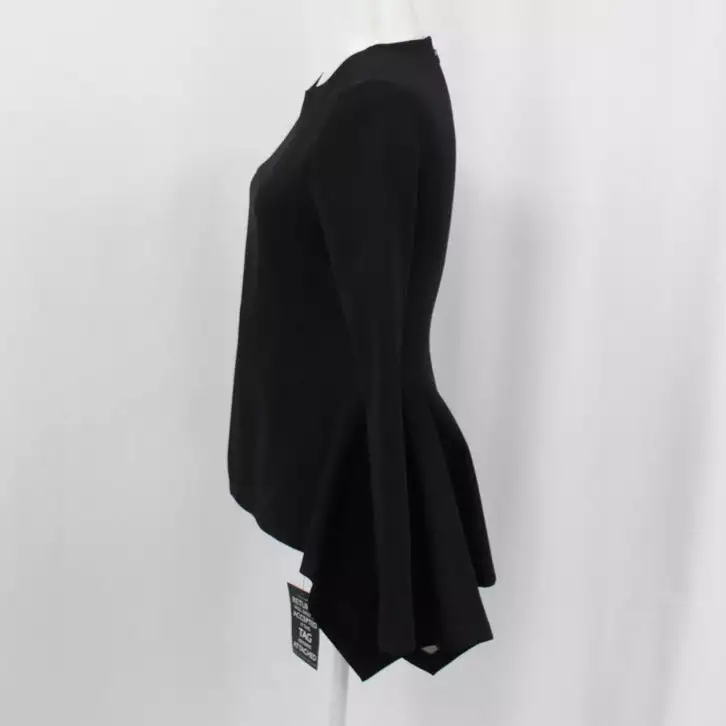 Stella McCartney Brand New $780 Black Stretch Wool Peplum Top XXS