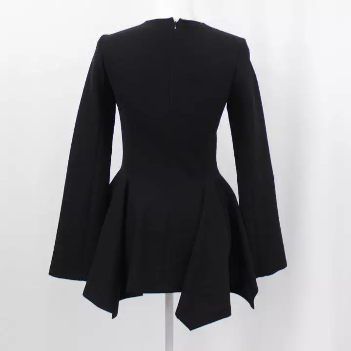 Stella McCartney Brand New $780 Black Stretch Wool Peplum Top XXS