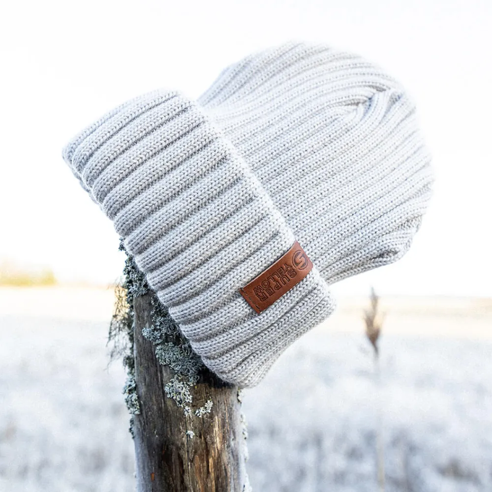 Superyellow Beam Lilac Merino Wool Beanie (Unisex)