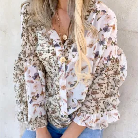 Sweet Talk Floral Bell Sleeve Top