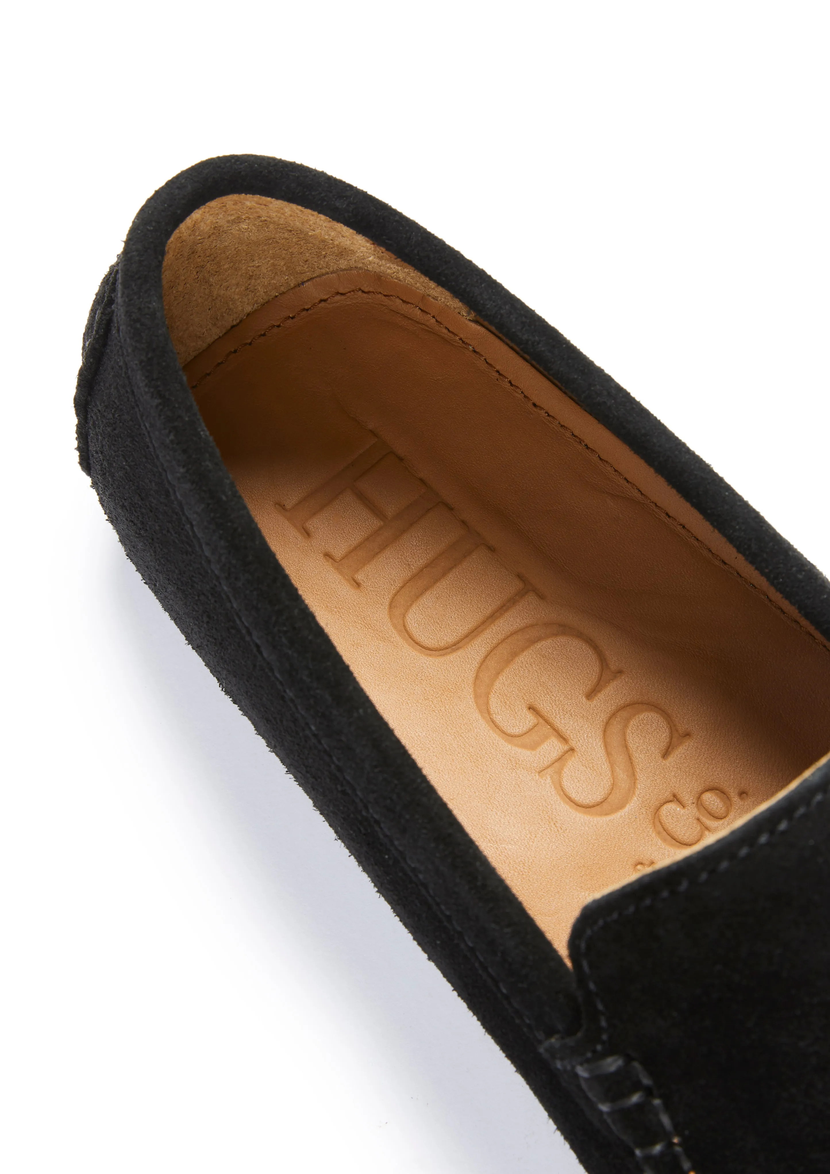 Tasselled Driving Loafers, black suede