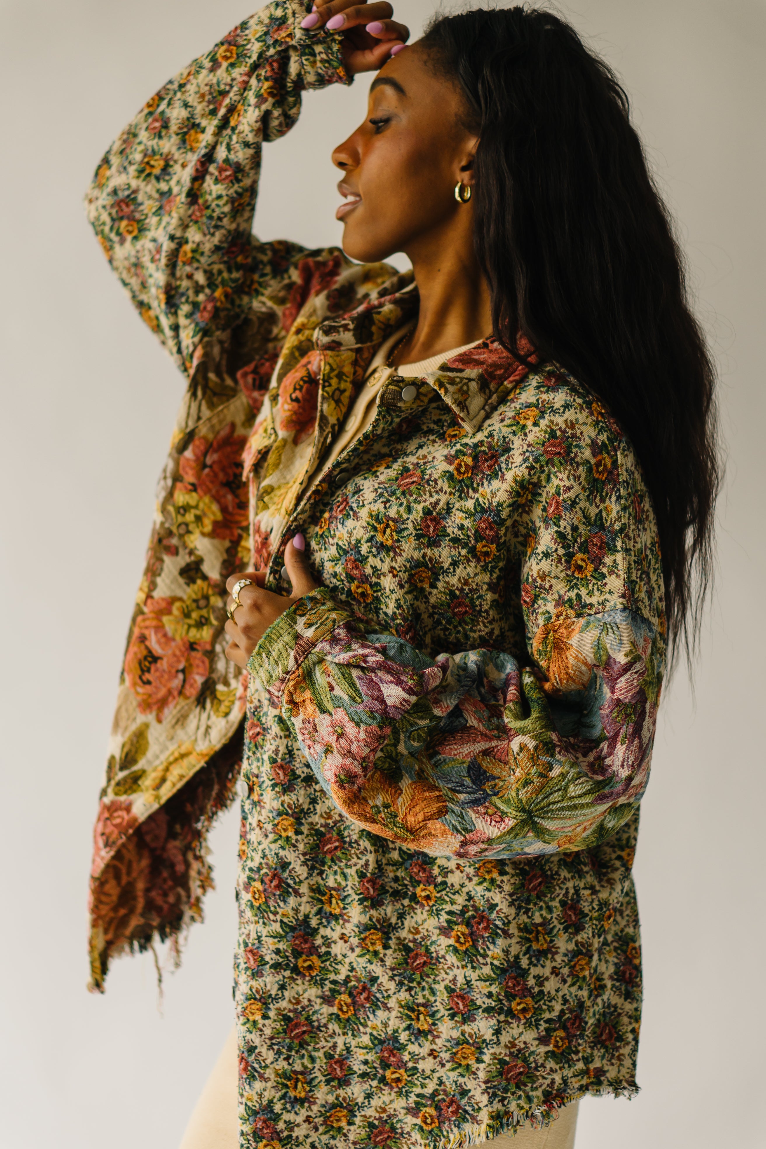 The Cornelia Floral Shacket in Orange Multi