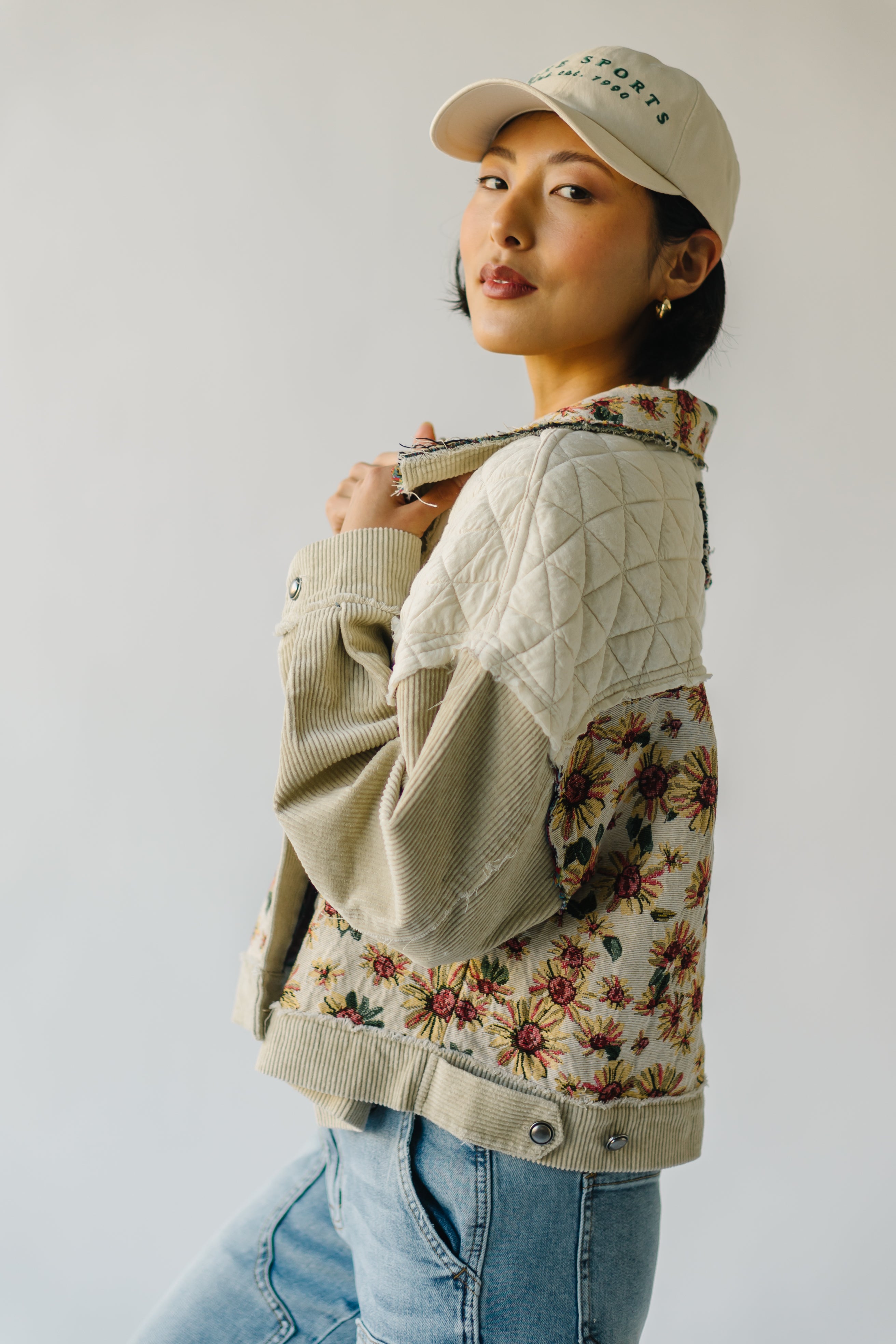 The Dawkins Quilt Panel Jacket in Beige Multi