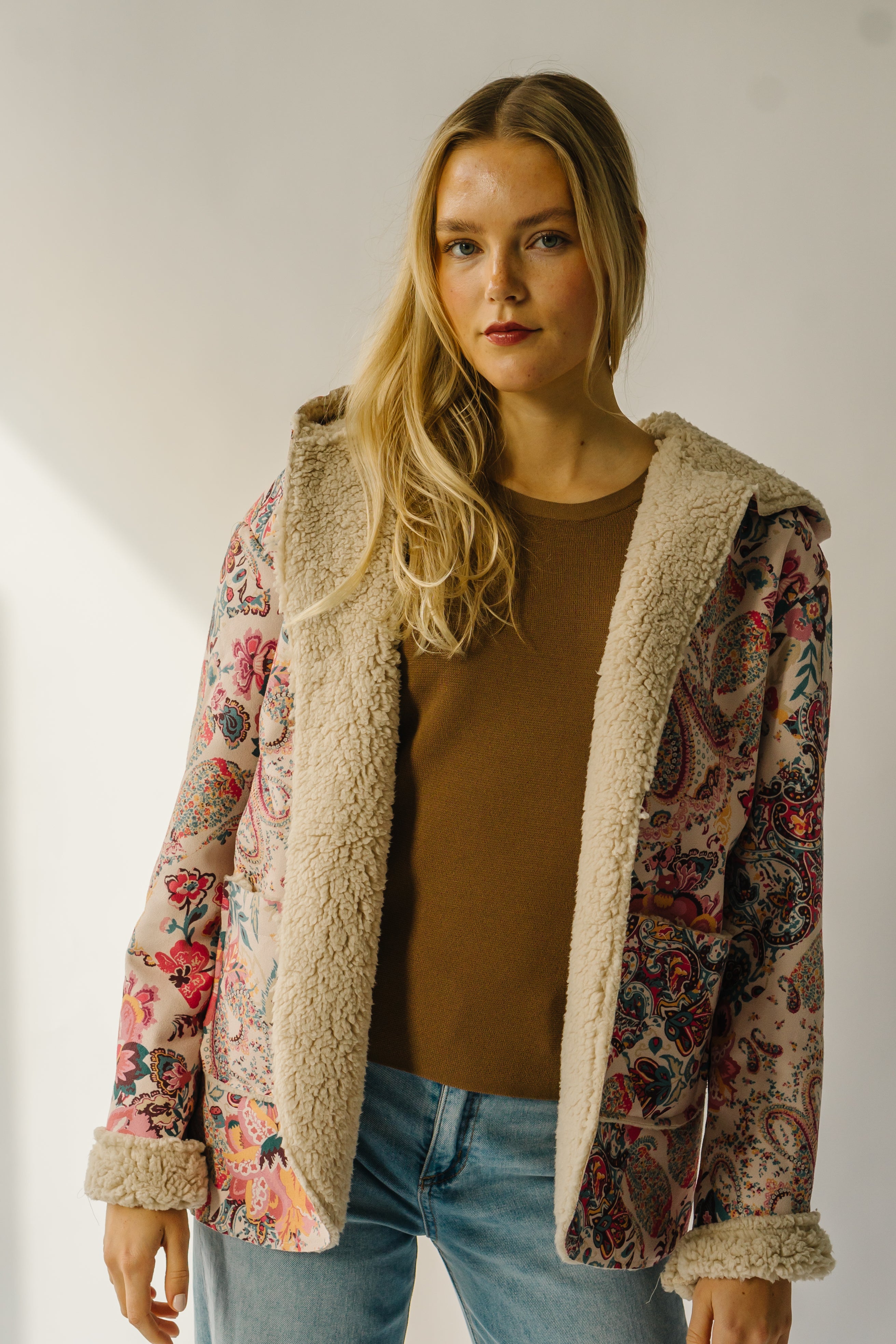 The Dudley Paisley Printed Jacket in Natural + Red