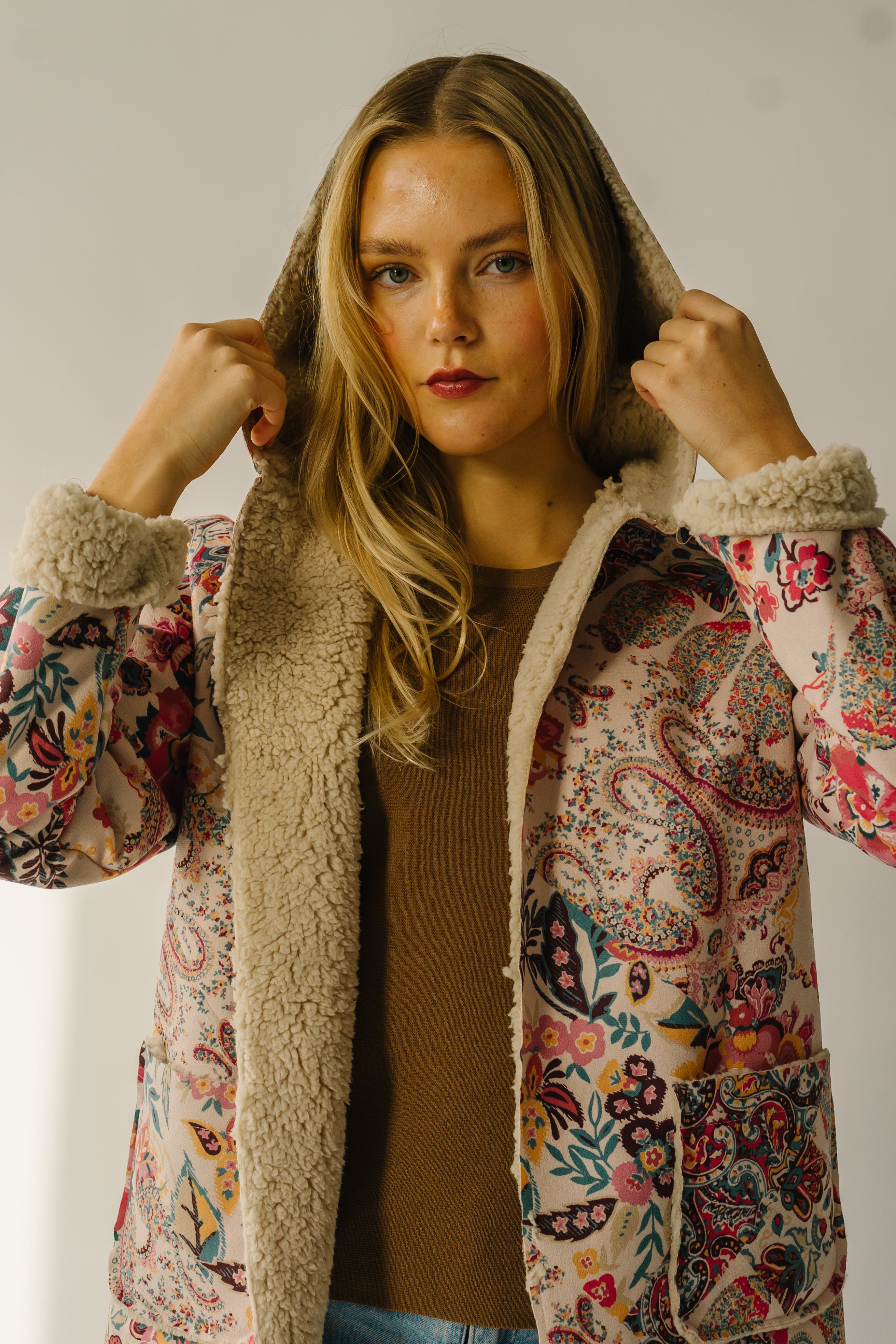 The Dudley Paisley Printed Jacket in Natural + Red