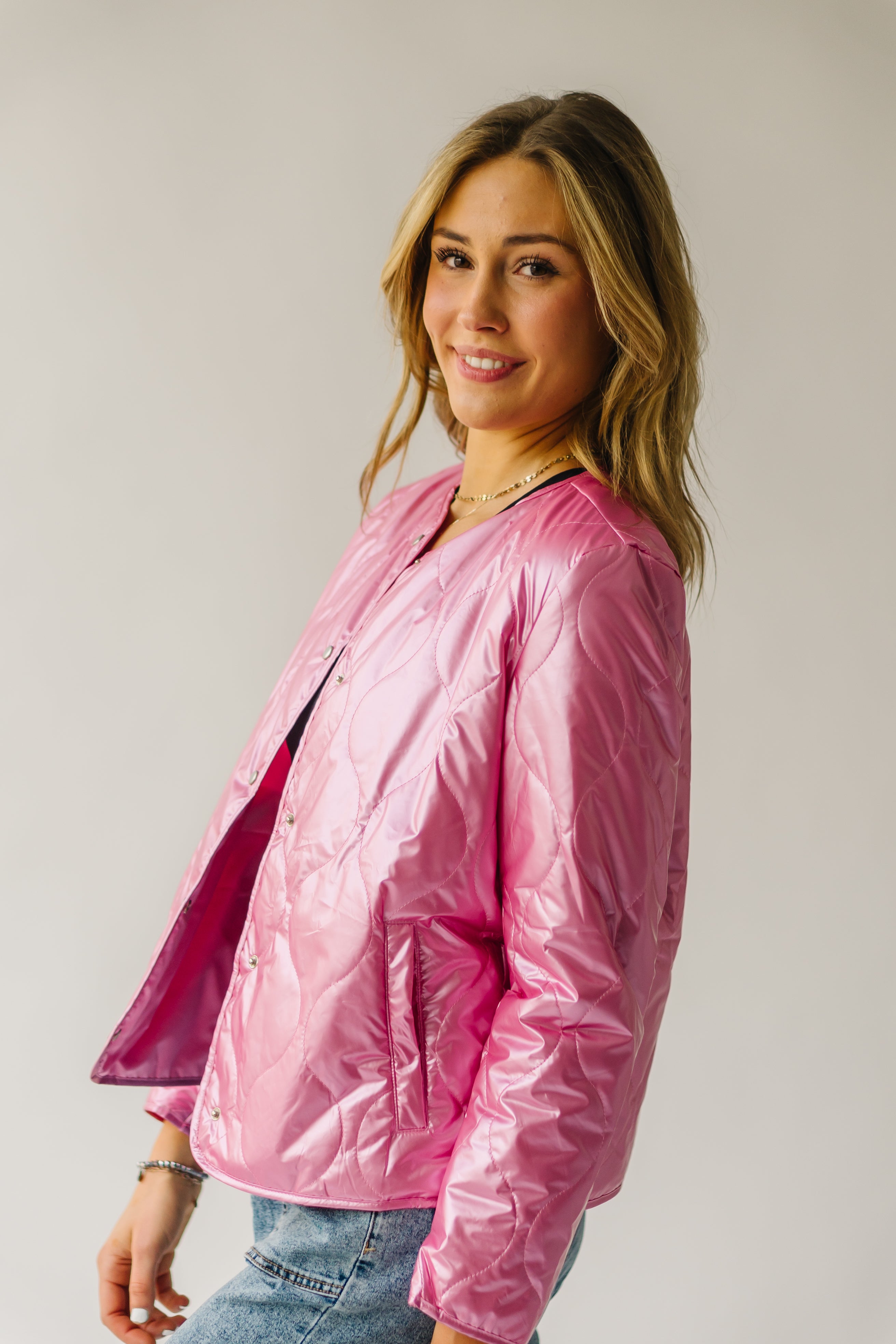 The Jardine Metallic Jacket in Pink