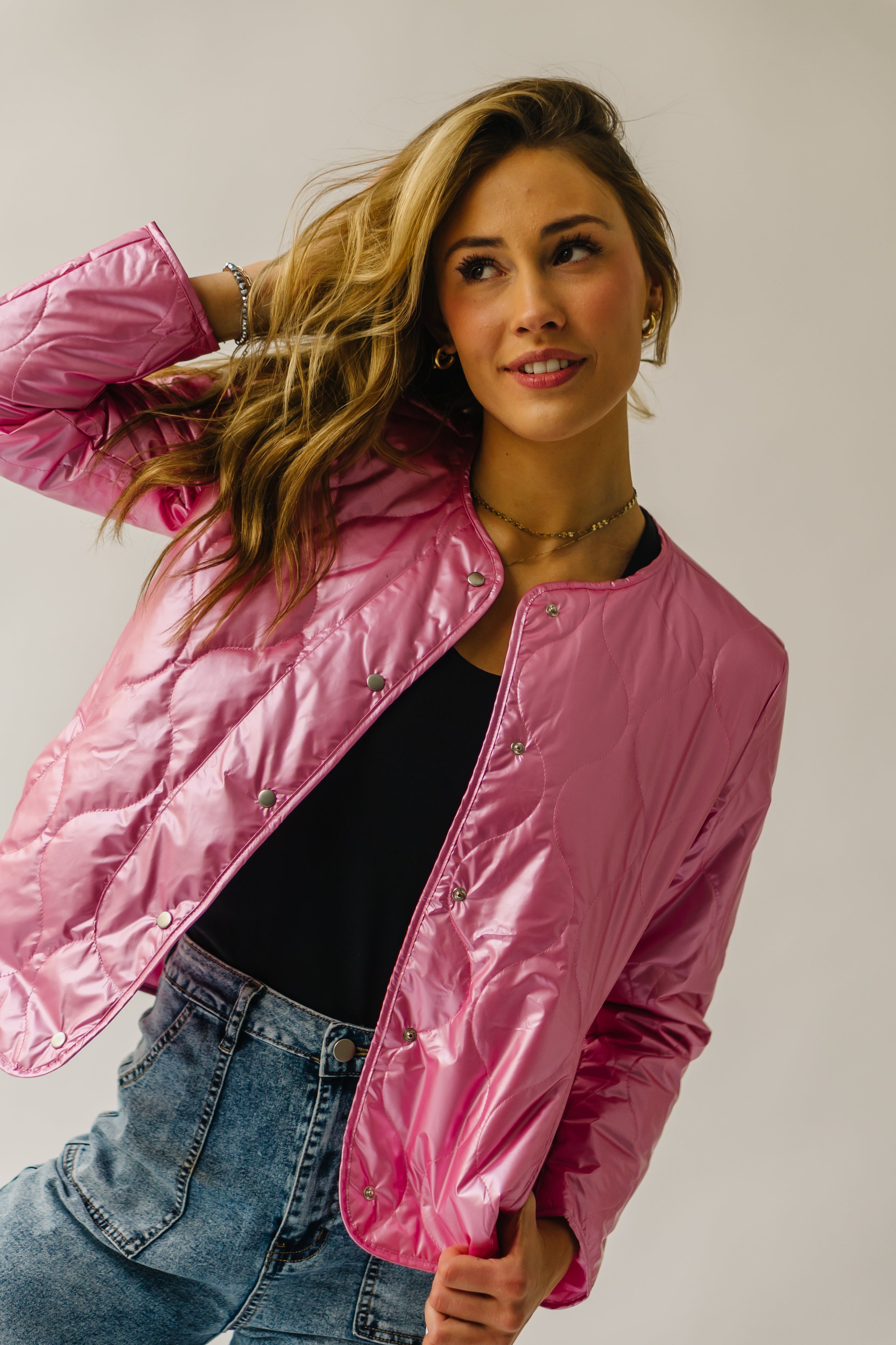 The Jardine Metallic Jacket in Pink