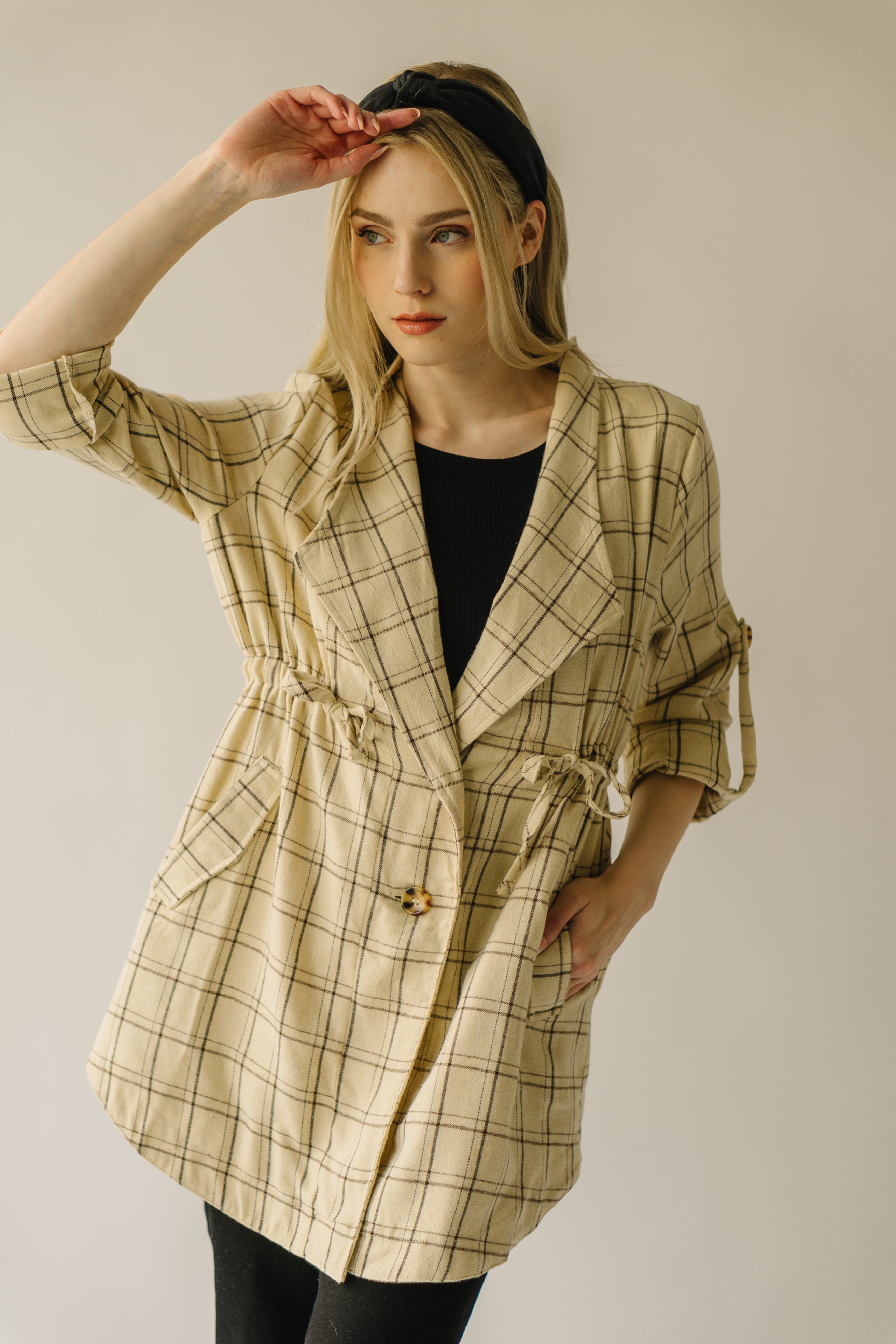 The Severson Plaid Blazer in Sand