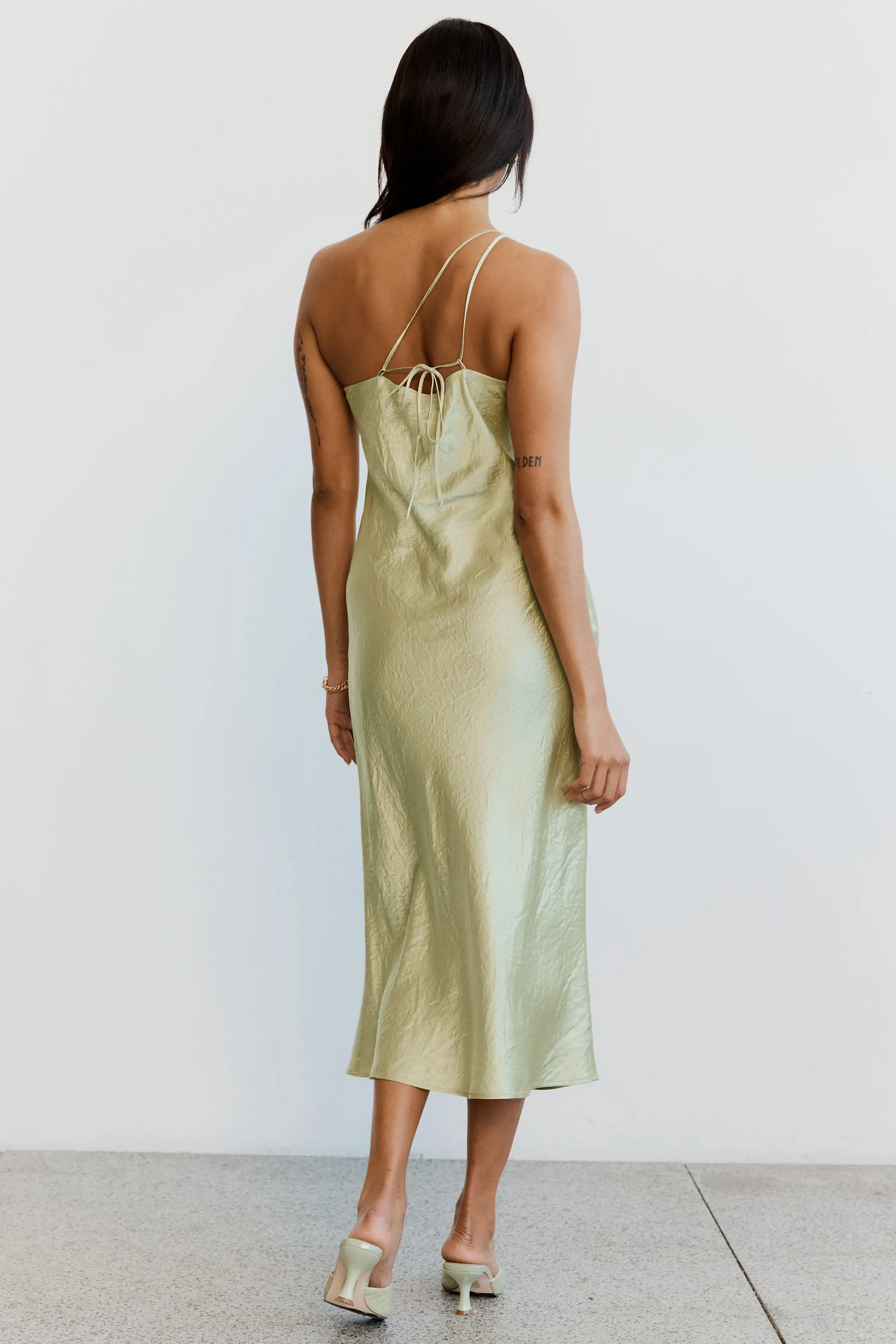 Third Form Crush Bias One Shoulder Midi Dress - Apple