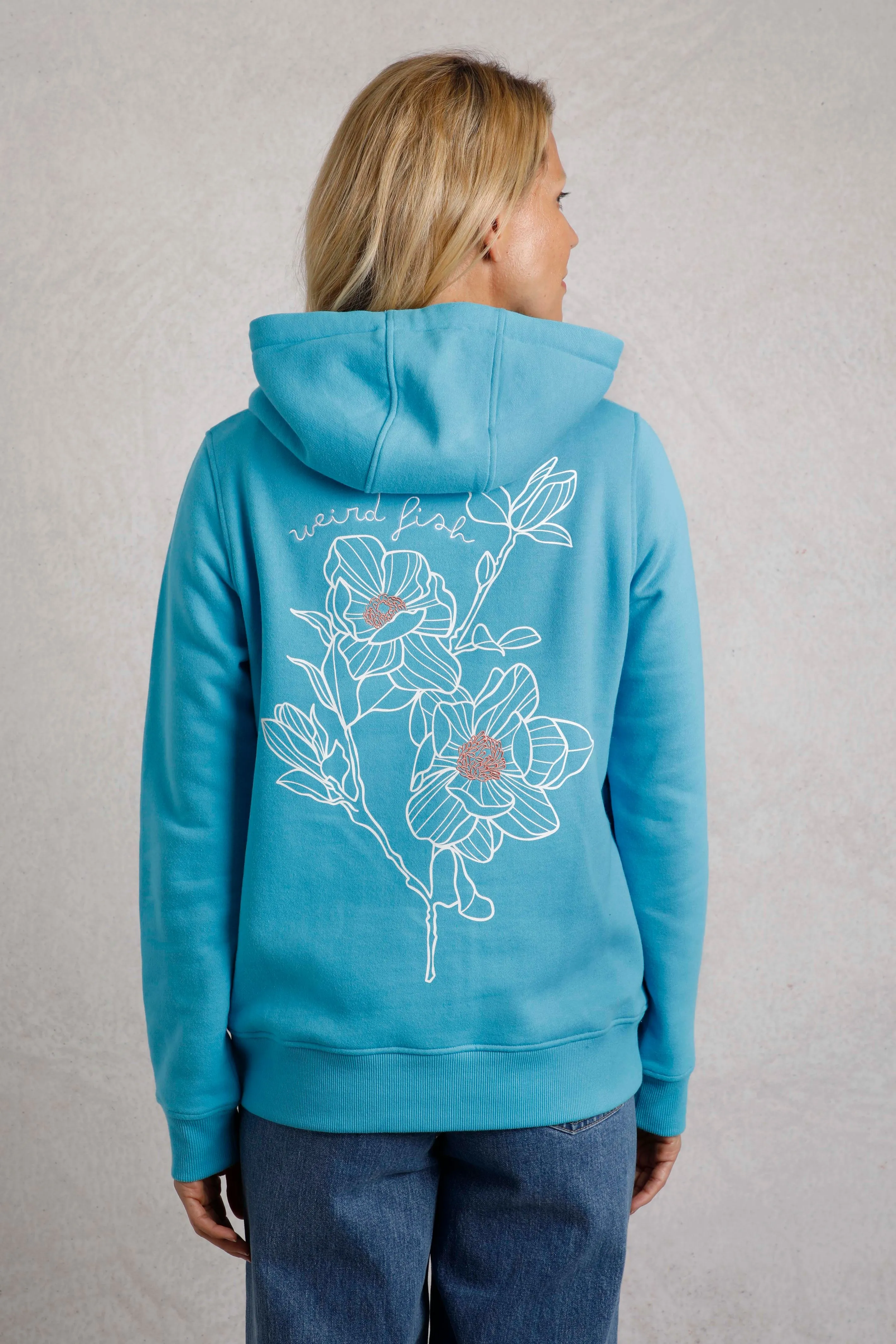 Topaz Eco Front Print Graphic Popover Hoodie Pacific Blue