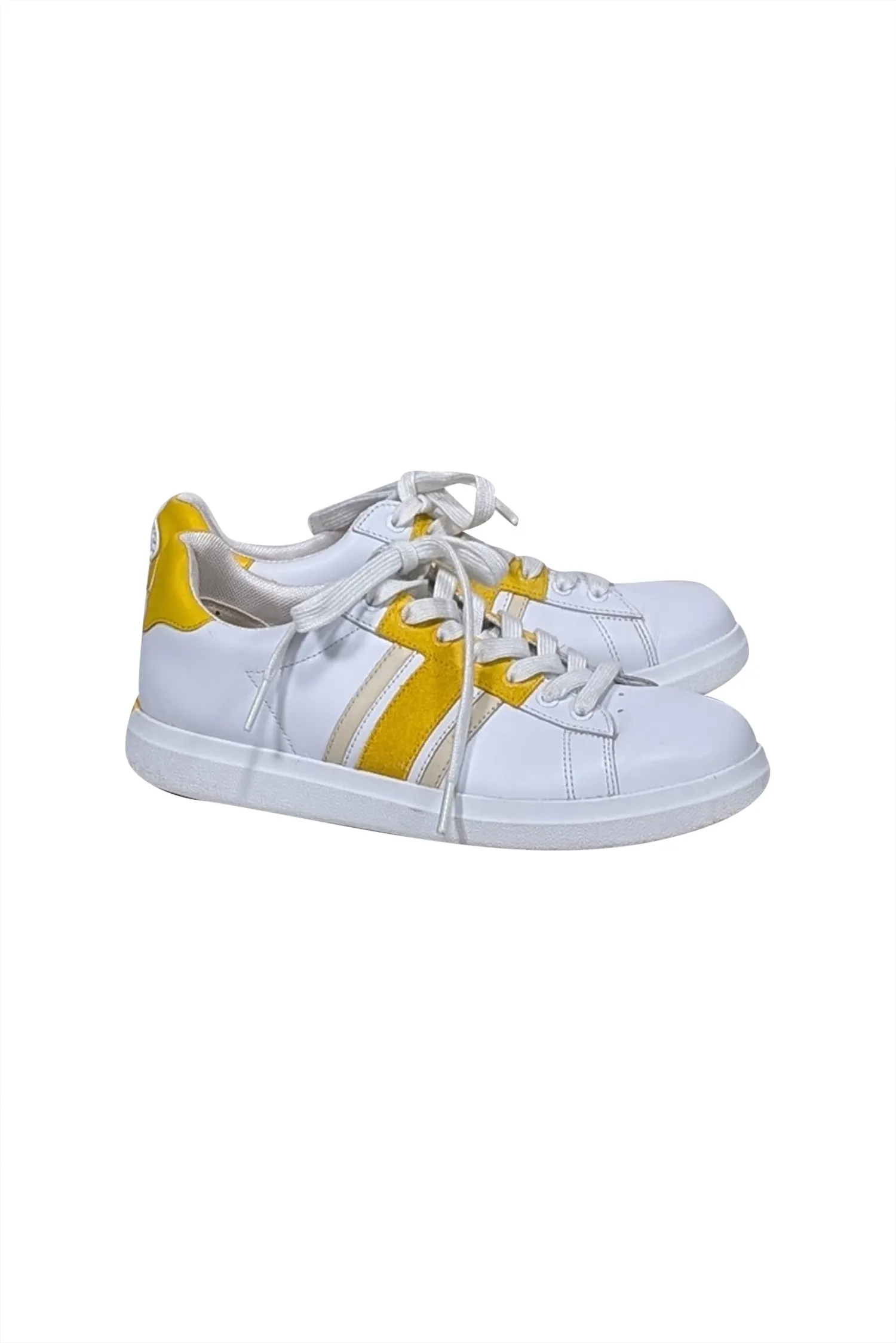 Tory Burch - White & Yellow Leather Sneakers Sz 8.5